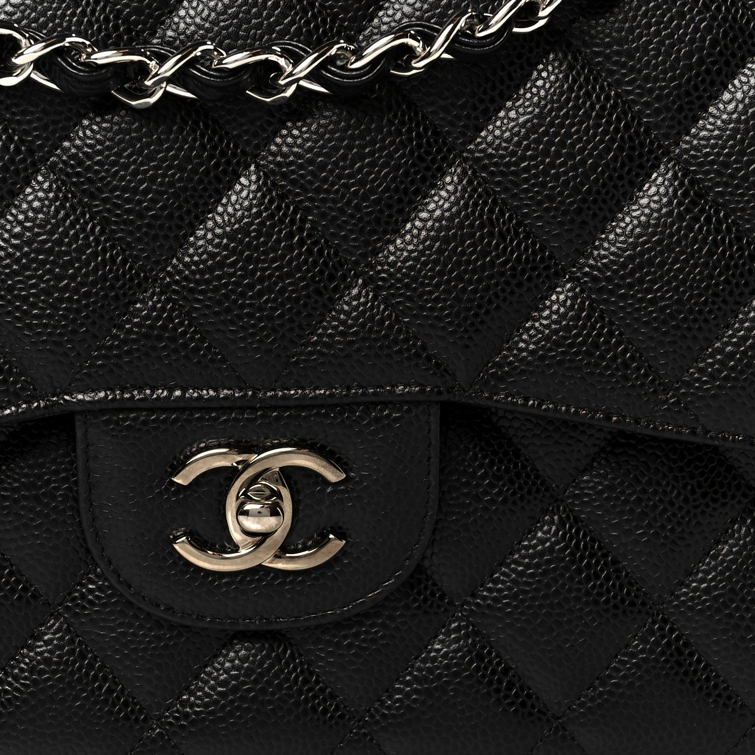 Caviar Quilted Jumbo Double Flap Black