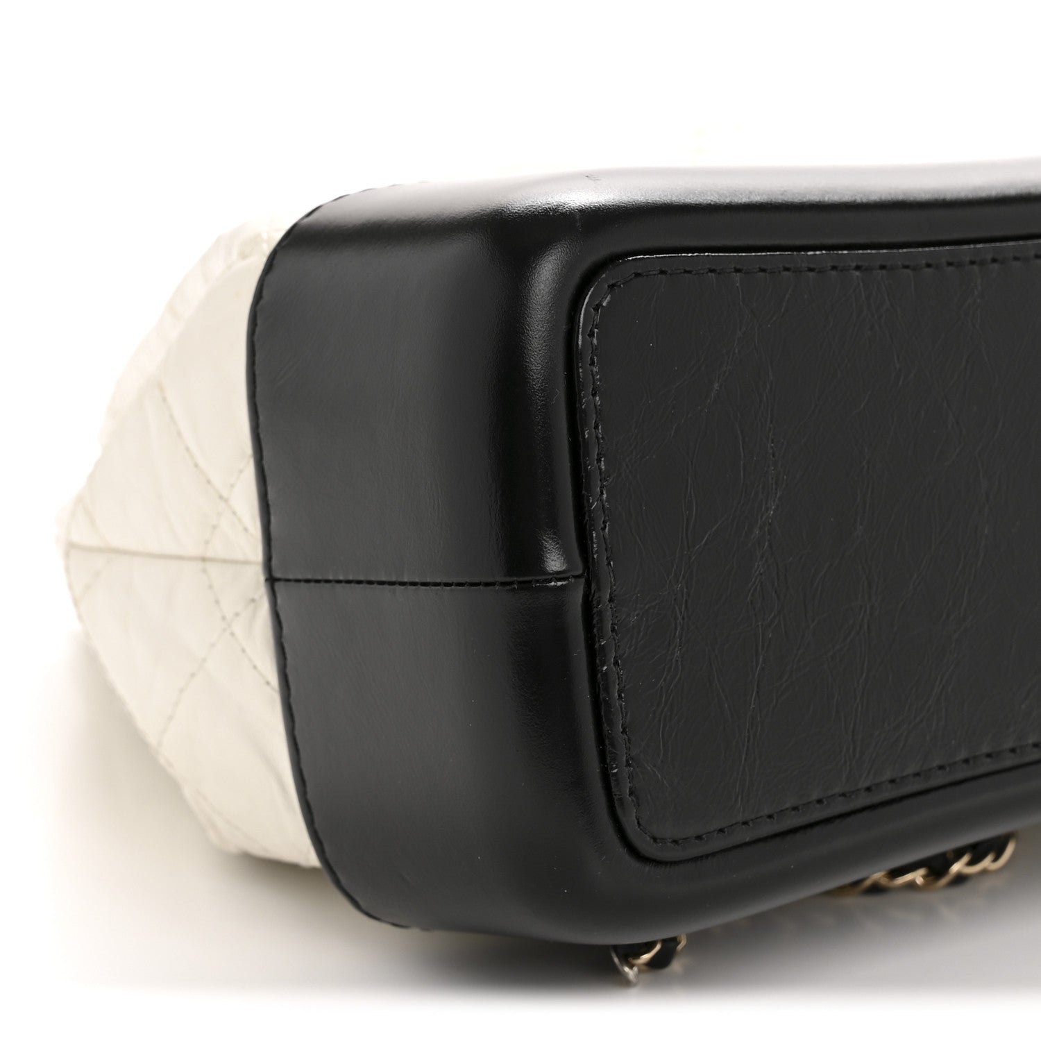 Aged Calfskin Quilted Small Gabrielle Backpack Black White