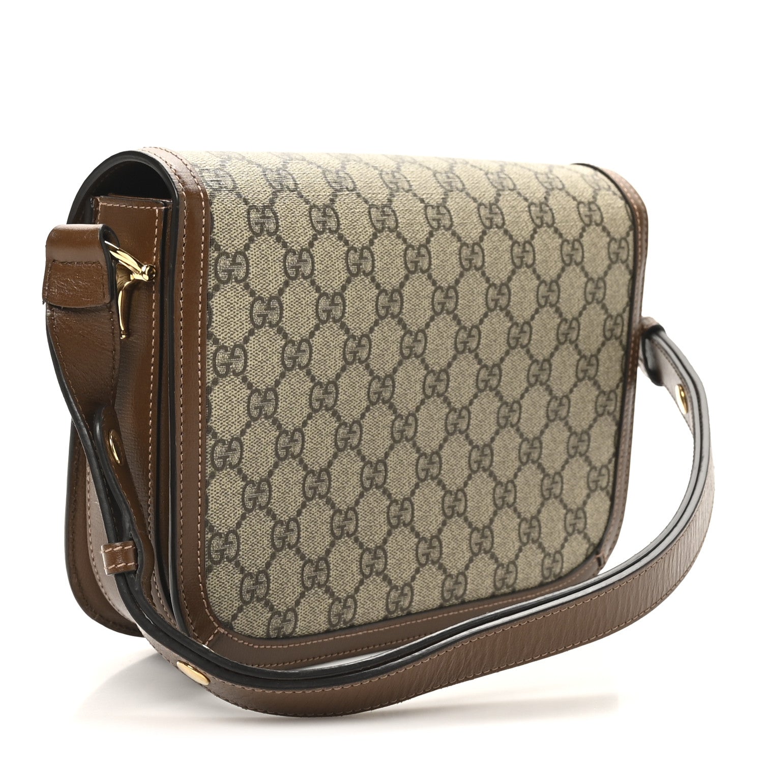 GG Supreme Monogram Horsebit 1955 Shoulder Bag Beige Brown Sugar