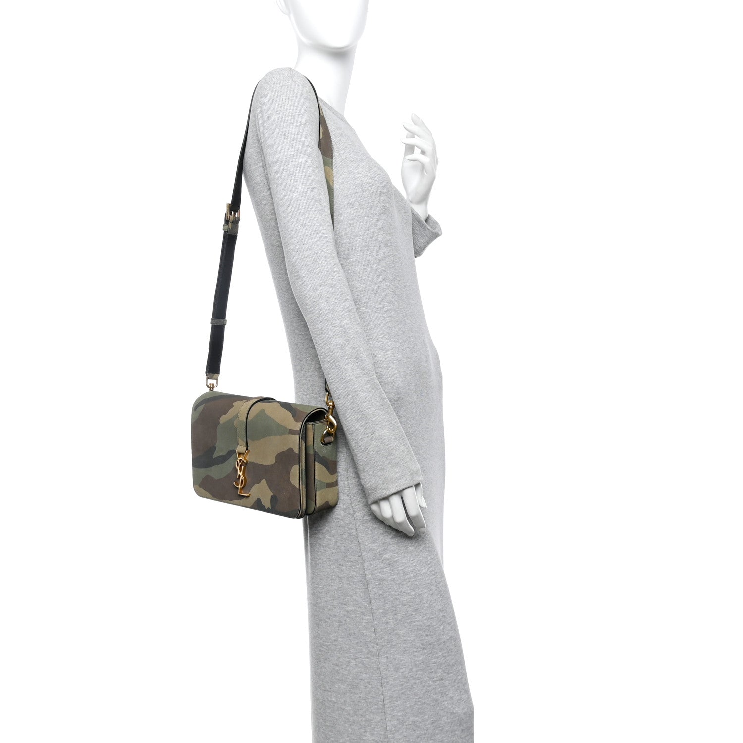 Suede Monogram University Camouflage Shoulder Bag Green