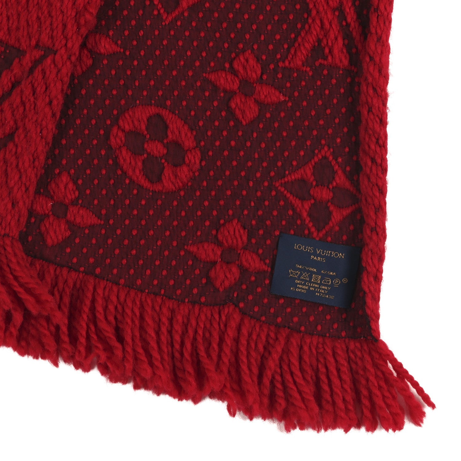 Wool Silk Logomania Scarf Rubis