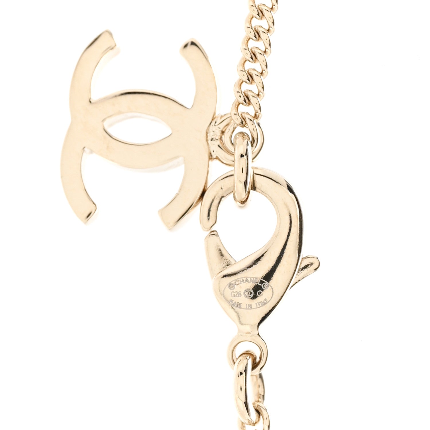 Pearl Crystal CC Deer Long Necklace Gold Green