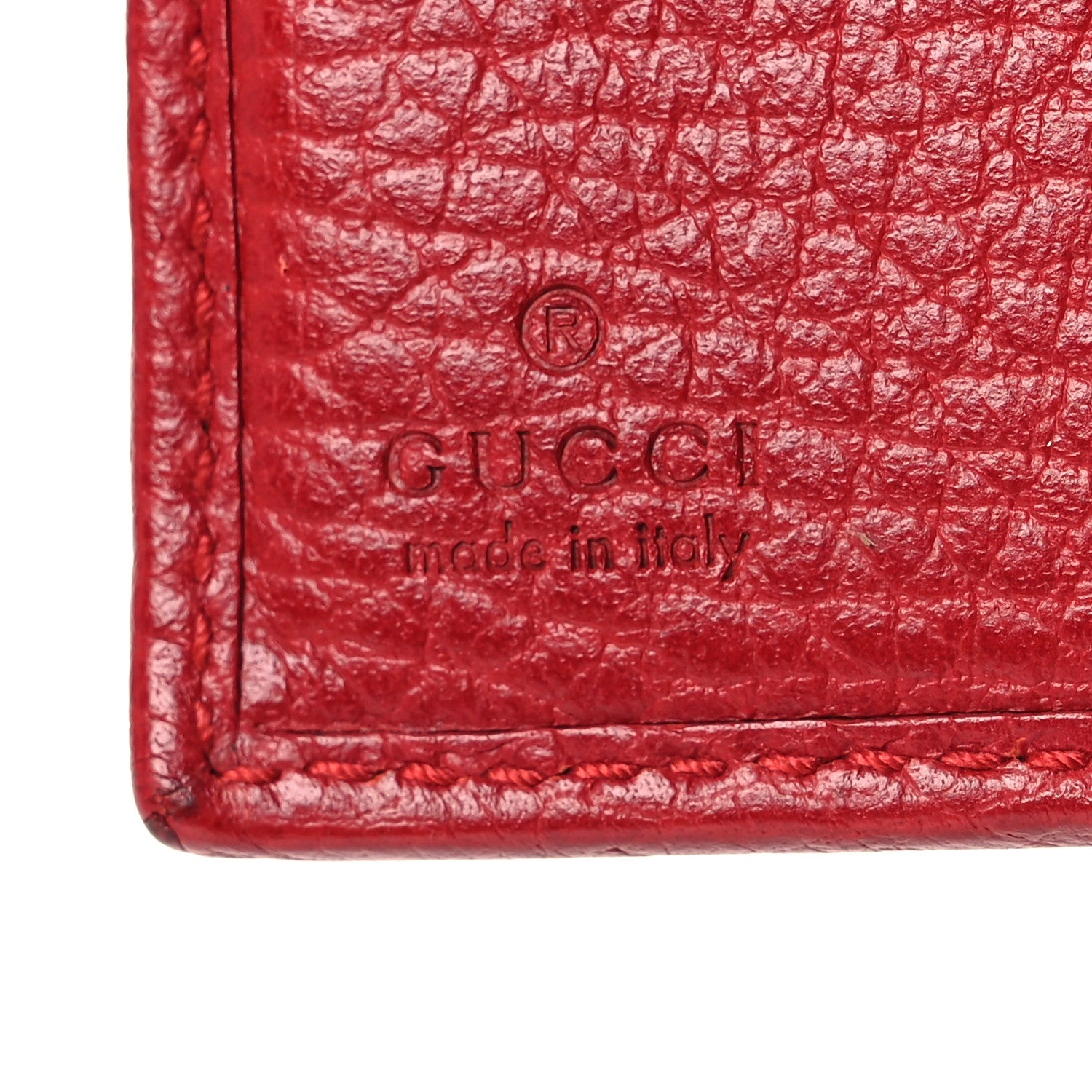 Dollar Calfskin Double G French Flap Wallet Hibiscus Red