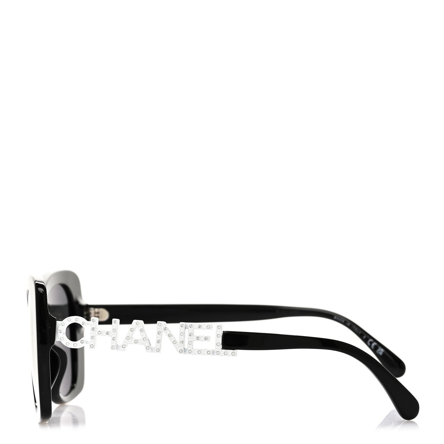 Acetate Strass Square Sunglasses 5422-B-A Black White