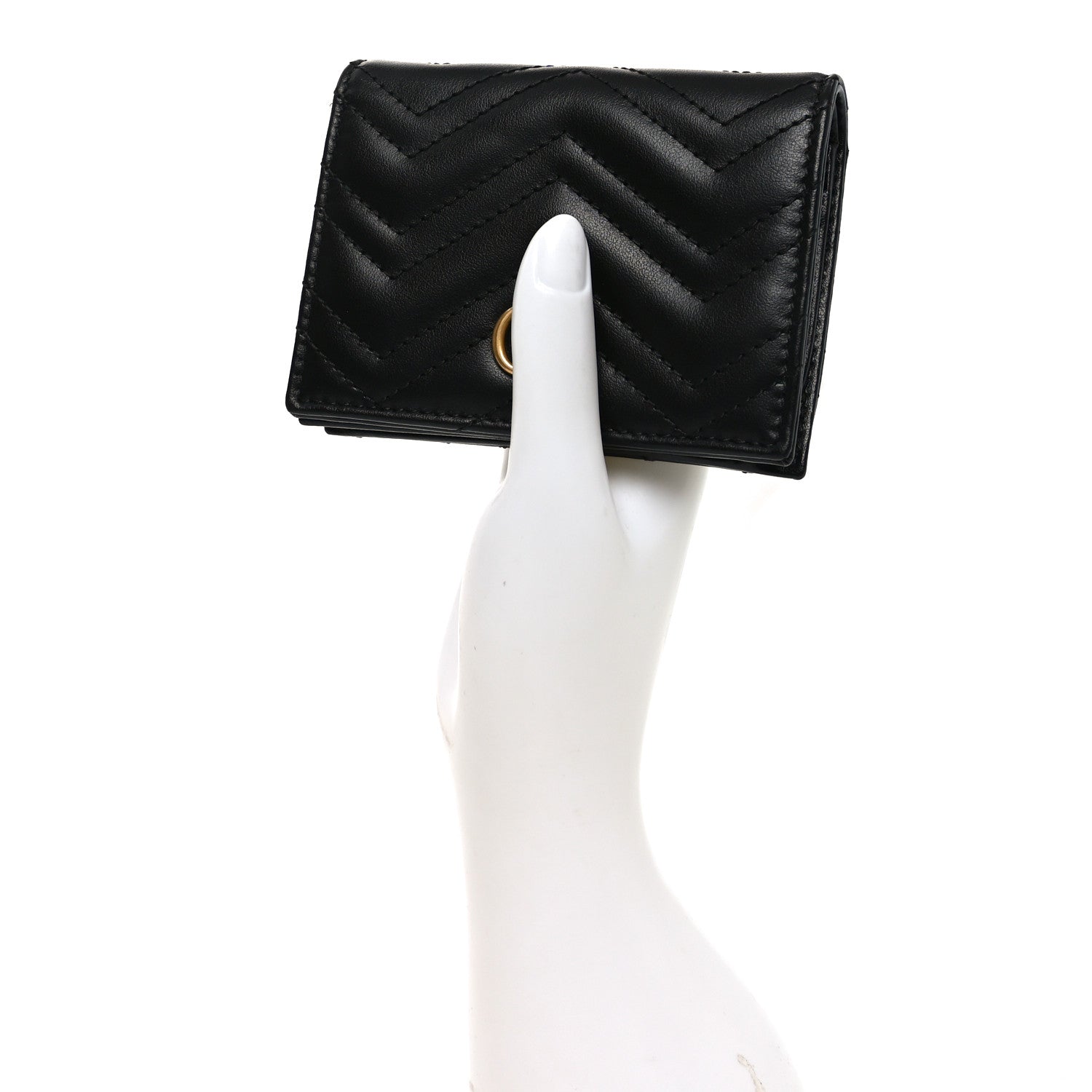 Calfskin Matelasse GG Marmont Card Case Wallet Black