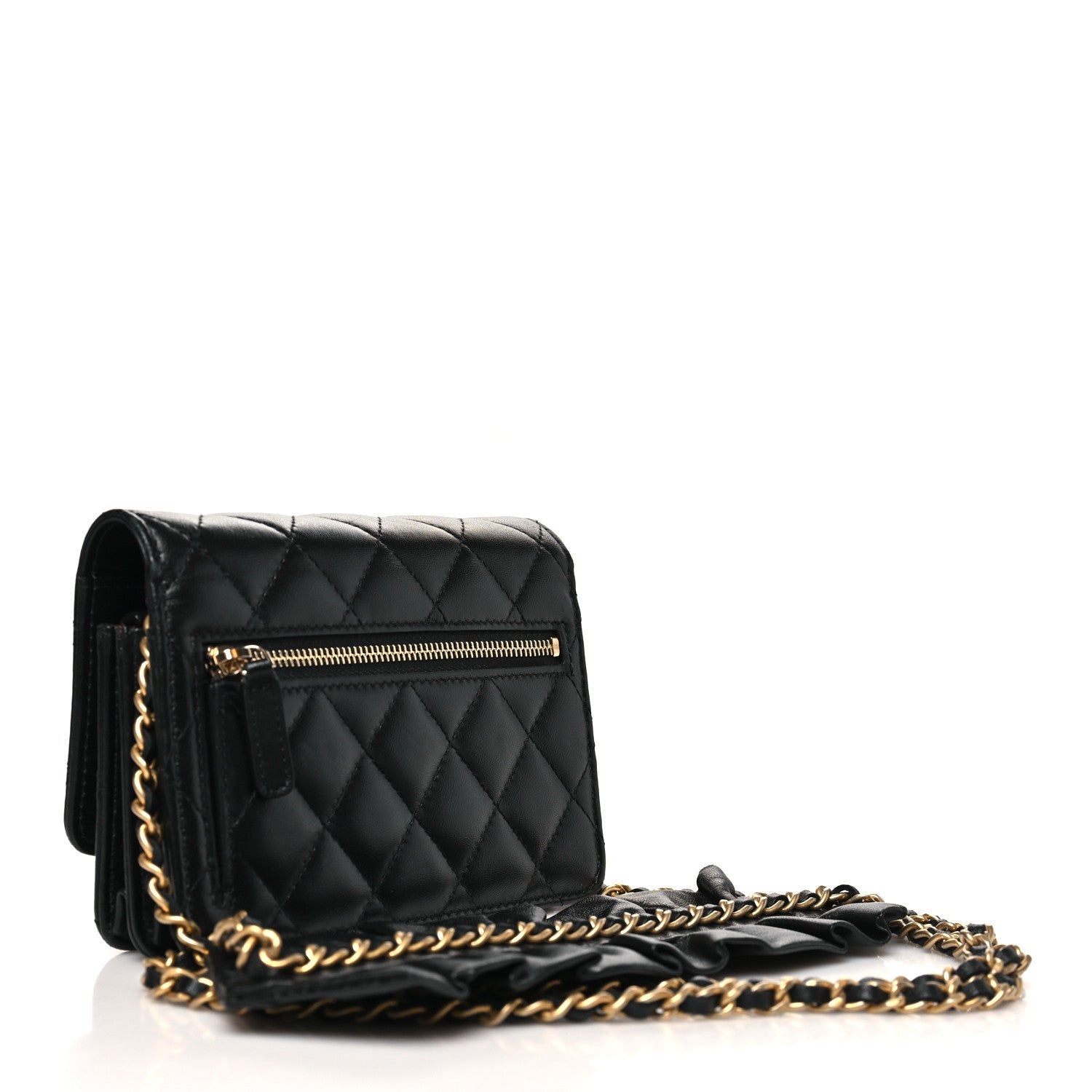 Lambskin Quilted Mini Romance Wallet On Chain WOC Black