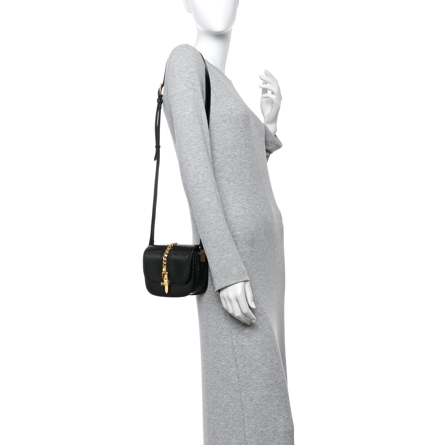 Snakeskin Mini Sylvie 1969 Messenger Bag Black