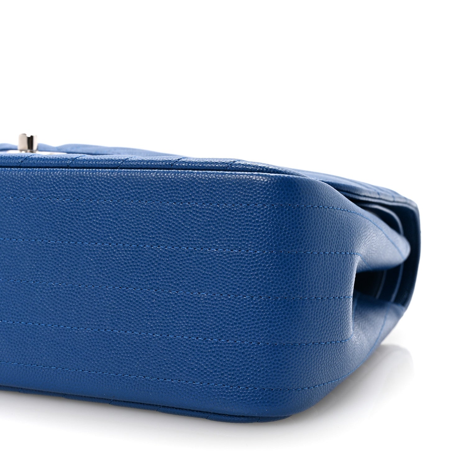 Caviar Chevron Quilted Jumbo Double Flap Blue