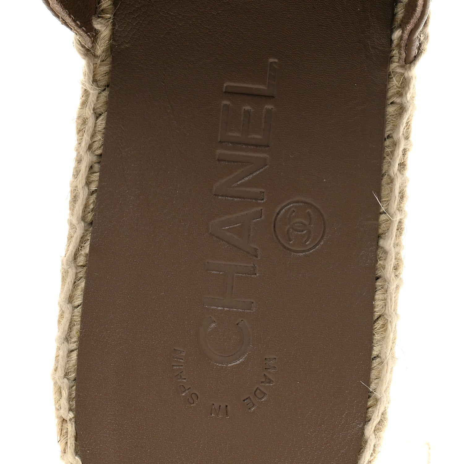 Calfskin CC Espadrille Mules 39 Dark Beige