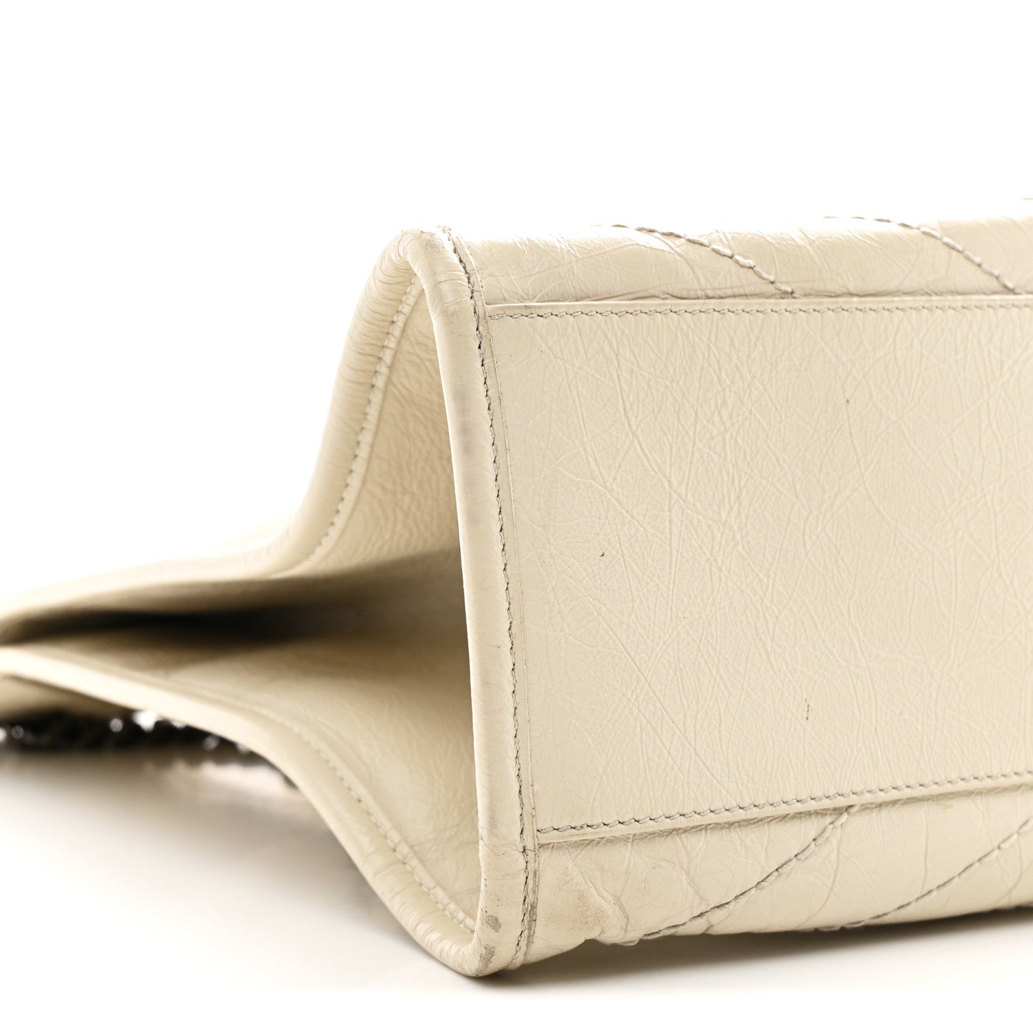 Crinkled Calfskin Matelasse Monogram Large Niki Shopper Tote Cream Soft