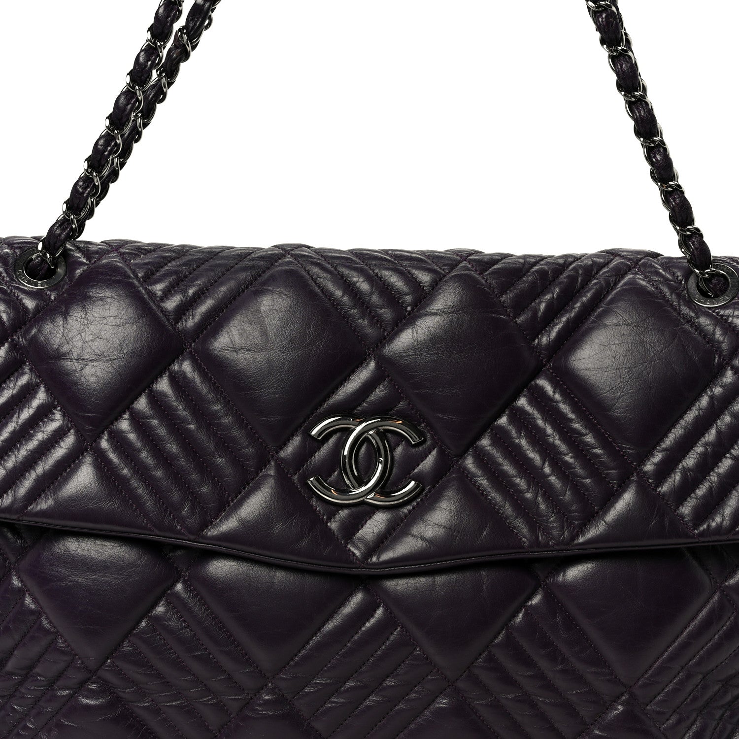 Lambskin In And Out XL Maxi Flap Dark Purple