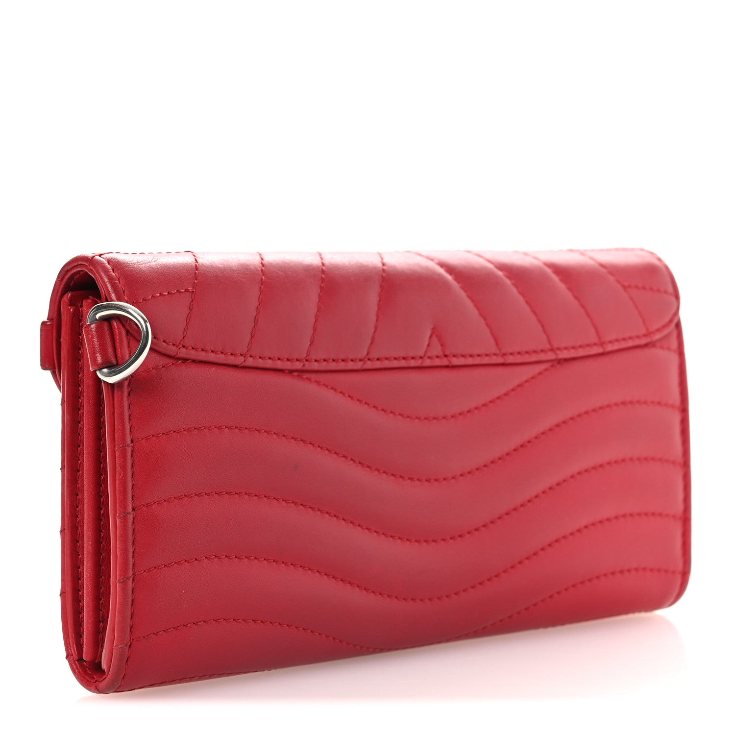 Calfskin New Wave Long Wallet Rouge