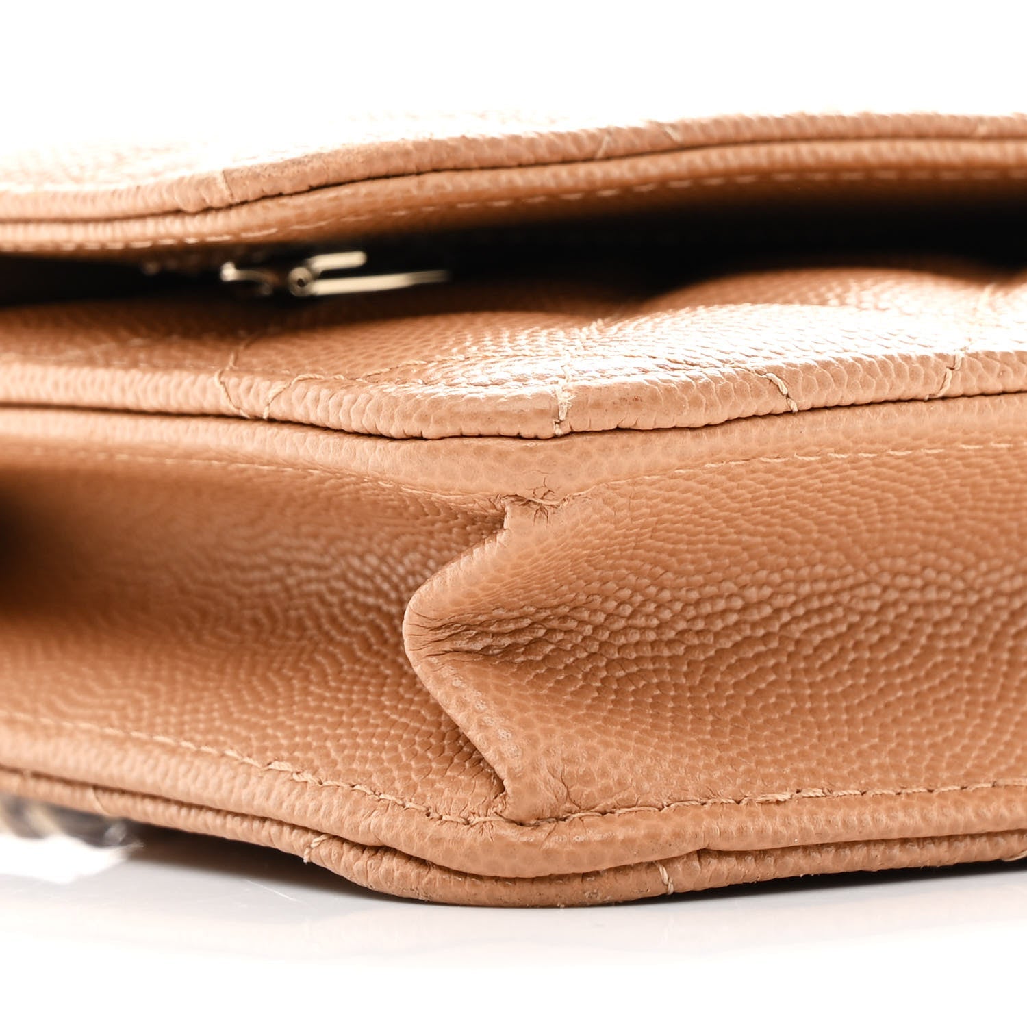 Caviar Quilted Wallet on Chain WOC Dark Beige
