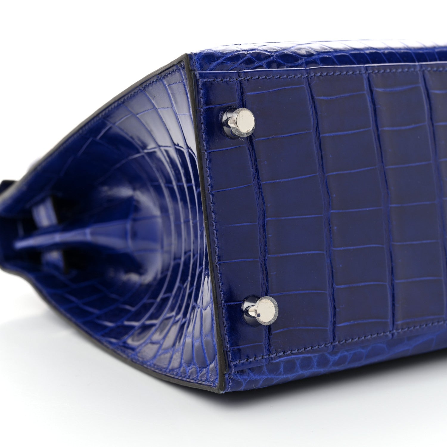 Shiny Niloticus Crocodile Kelly Sellier 28 Bleu Electrique
