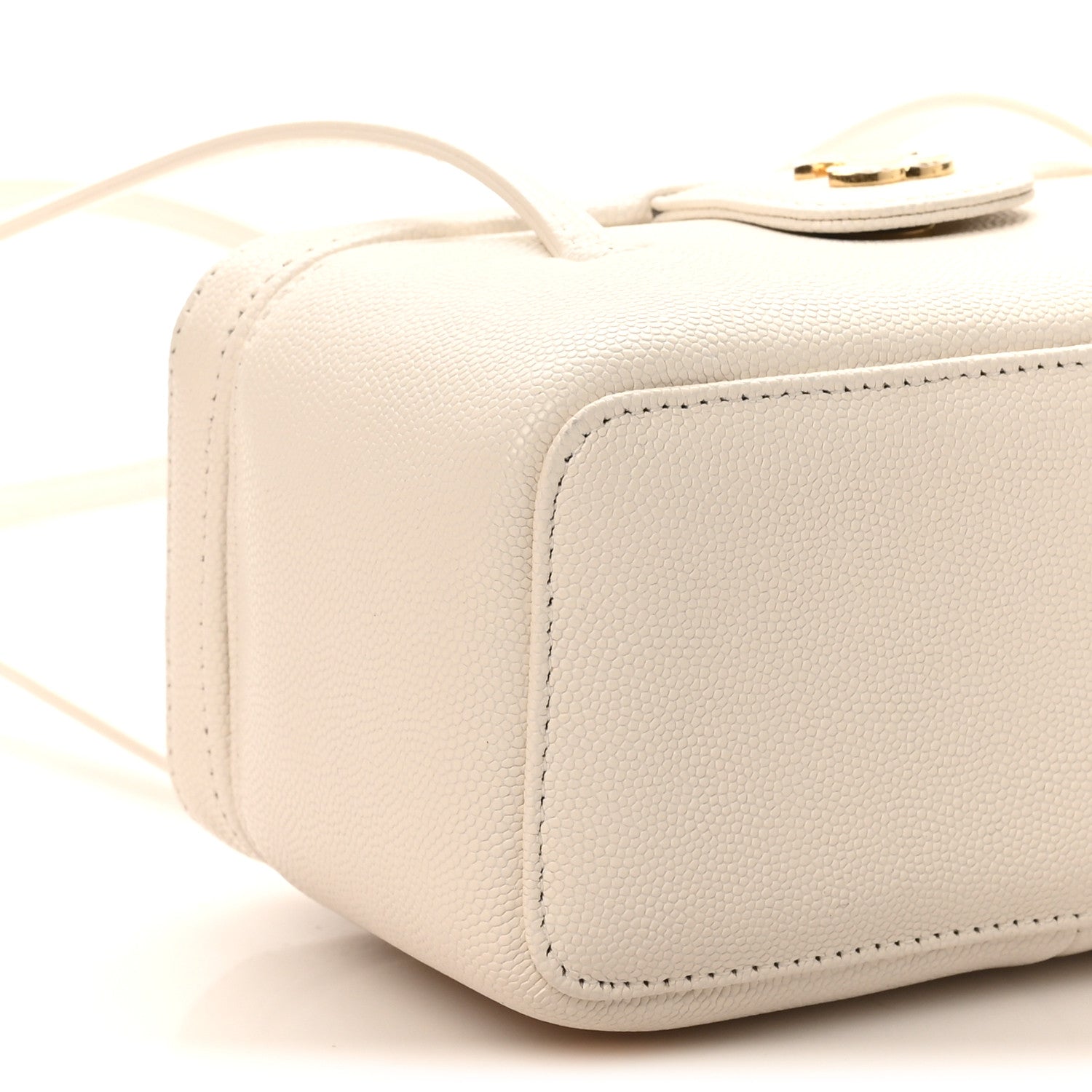 Shiny Caviar Preppy Coco Long Vanity With Strap White