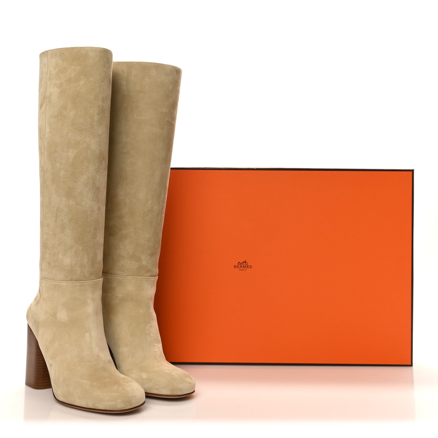 Suede Calfskin Lisiere 90 Boots 37 Beige Lin
