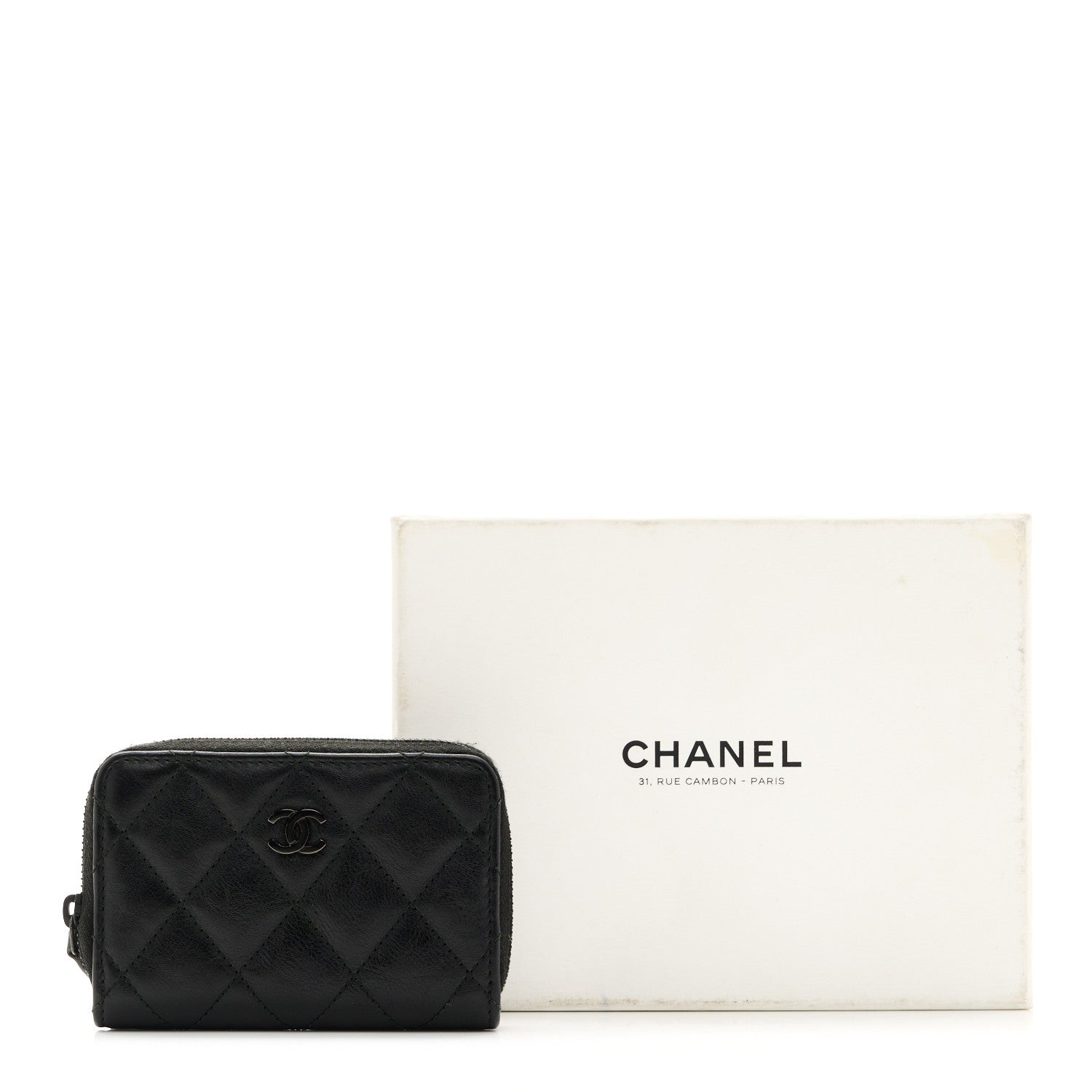 Lambskin Quilted Zip Coin Purse So Black