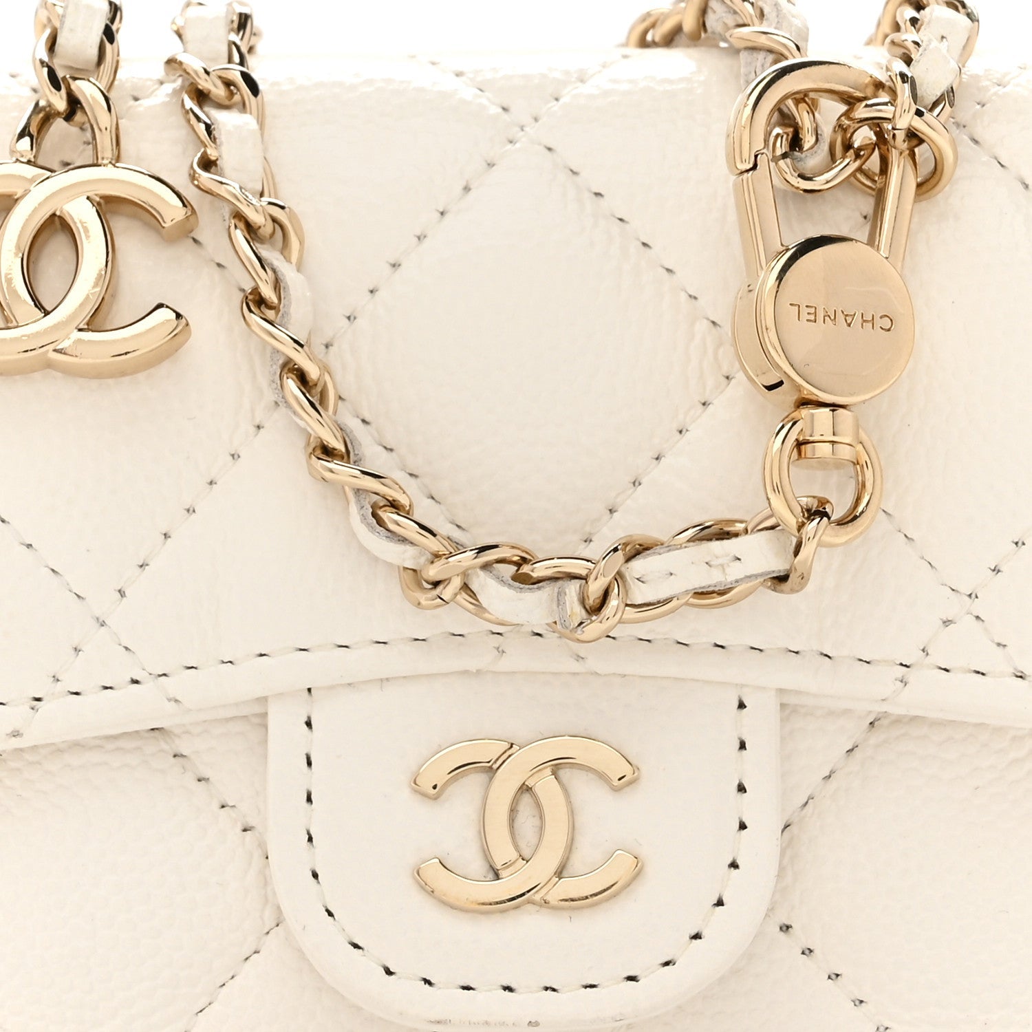 Caviar Quilted Belt Bag White