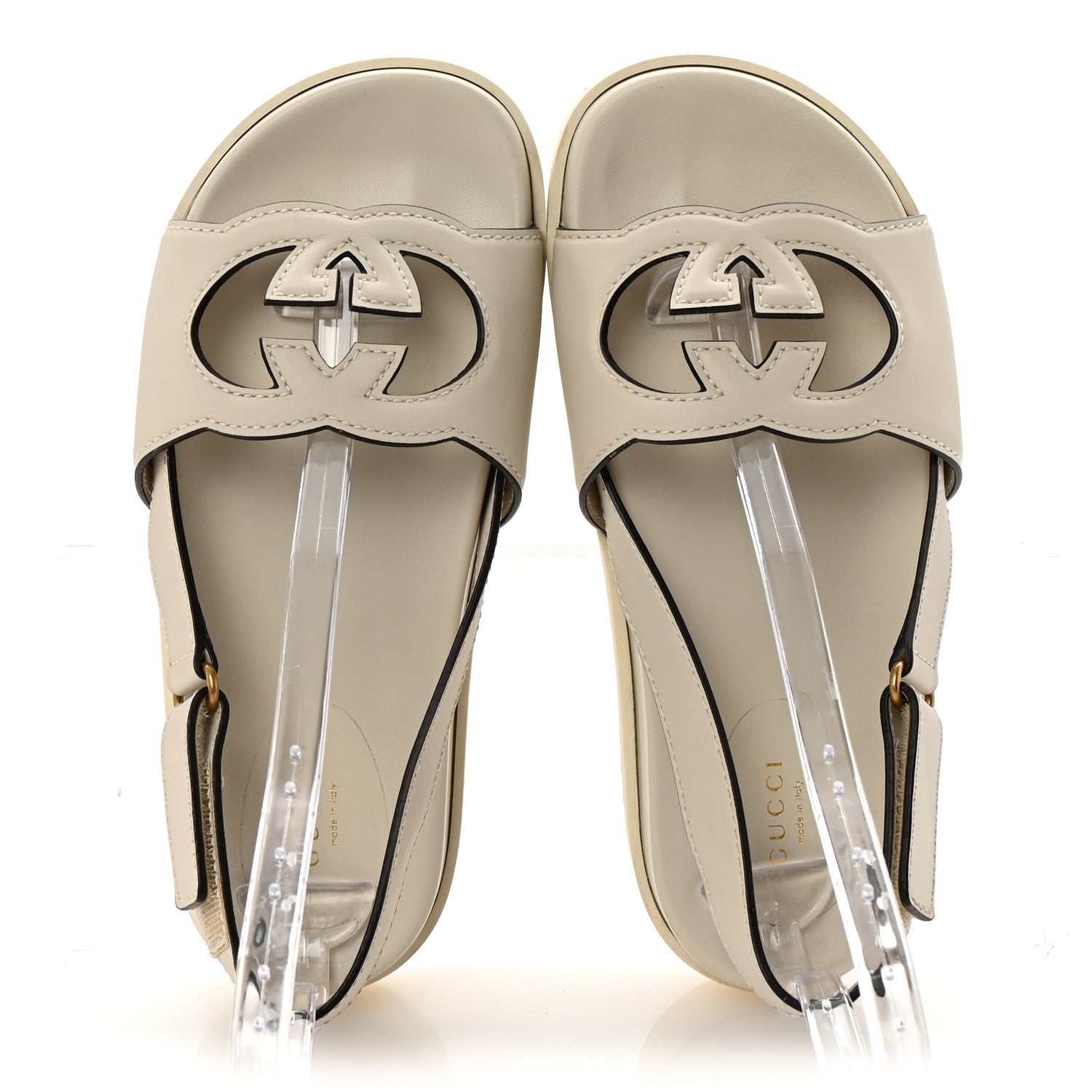 Cosmos Softy Calfskin Interlocking G Slingback Sandals 40 Mystic White