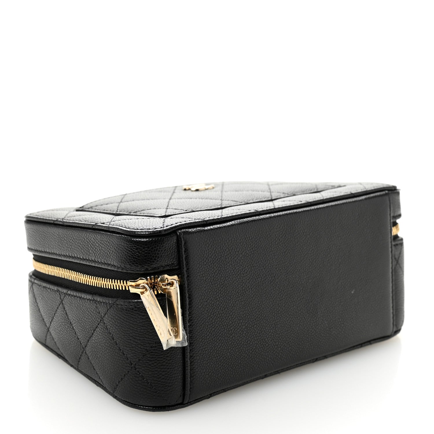 Caviar Quilted Top Handle Vanity With Chain Black