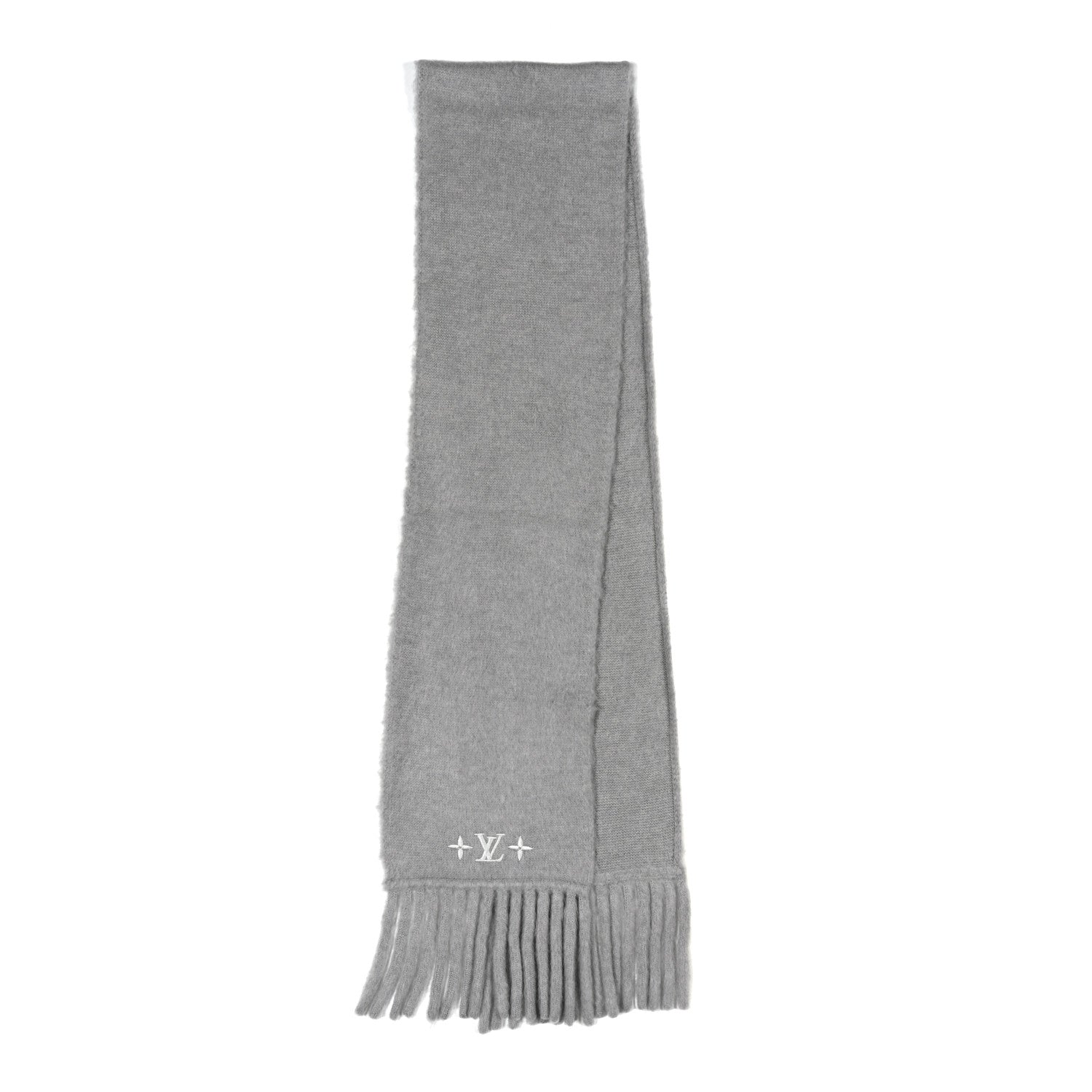 Wool LV Fluffy Scarf Grey