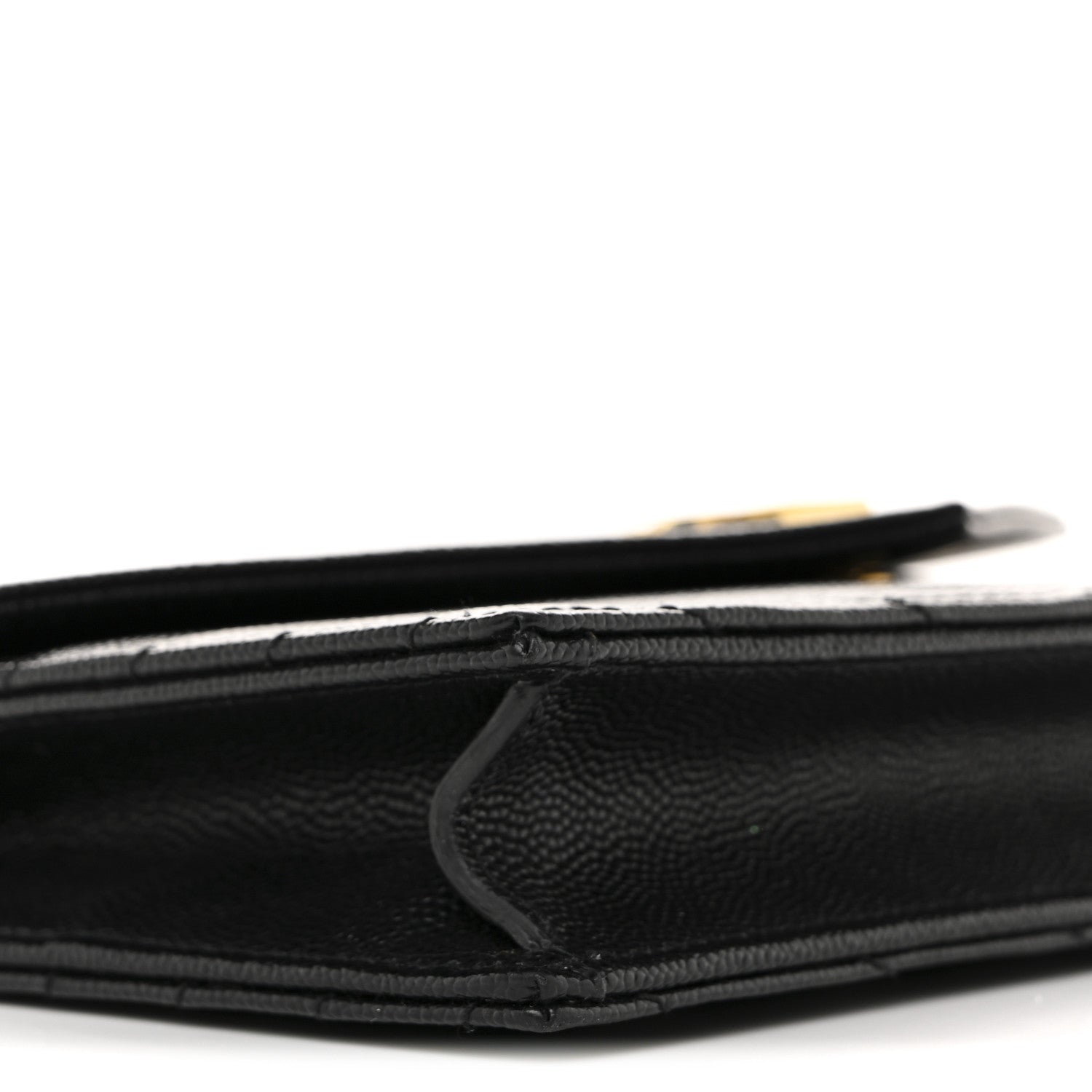 Grain De Poudre Matelasse Chevron Monogram Envelope Chain Wallet Black