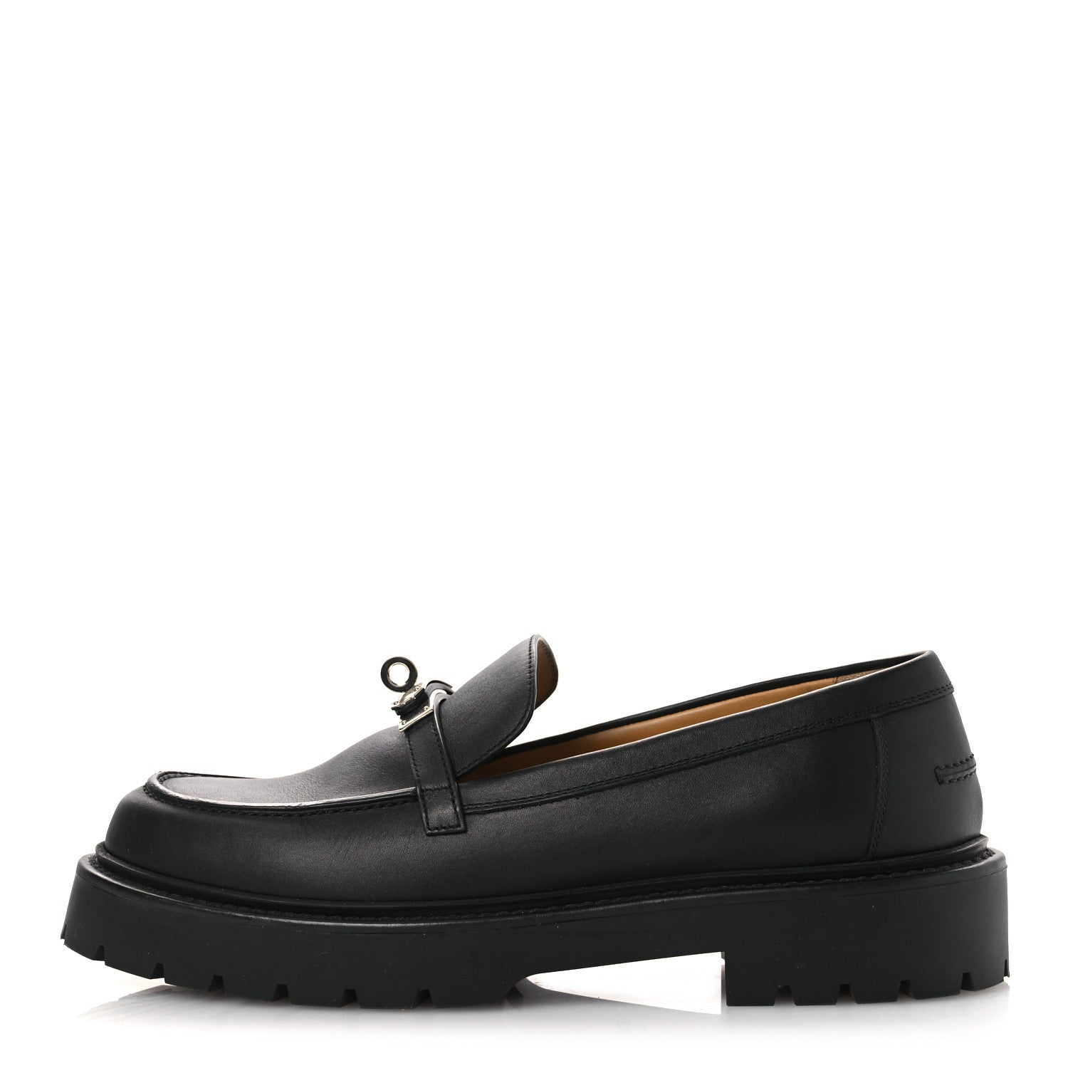Calfskin Womens Icone Loafers 40 Black
