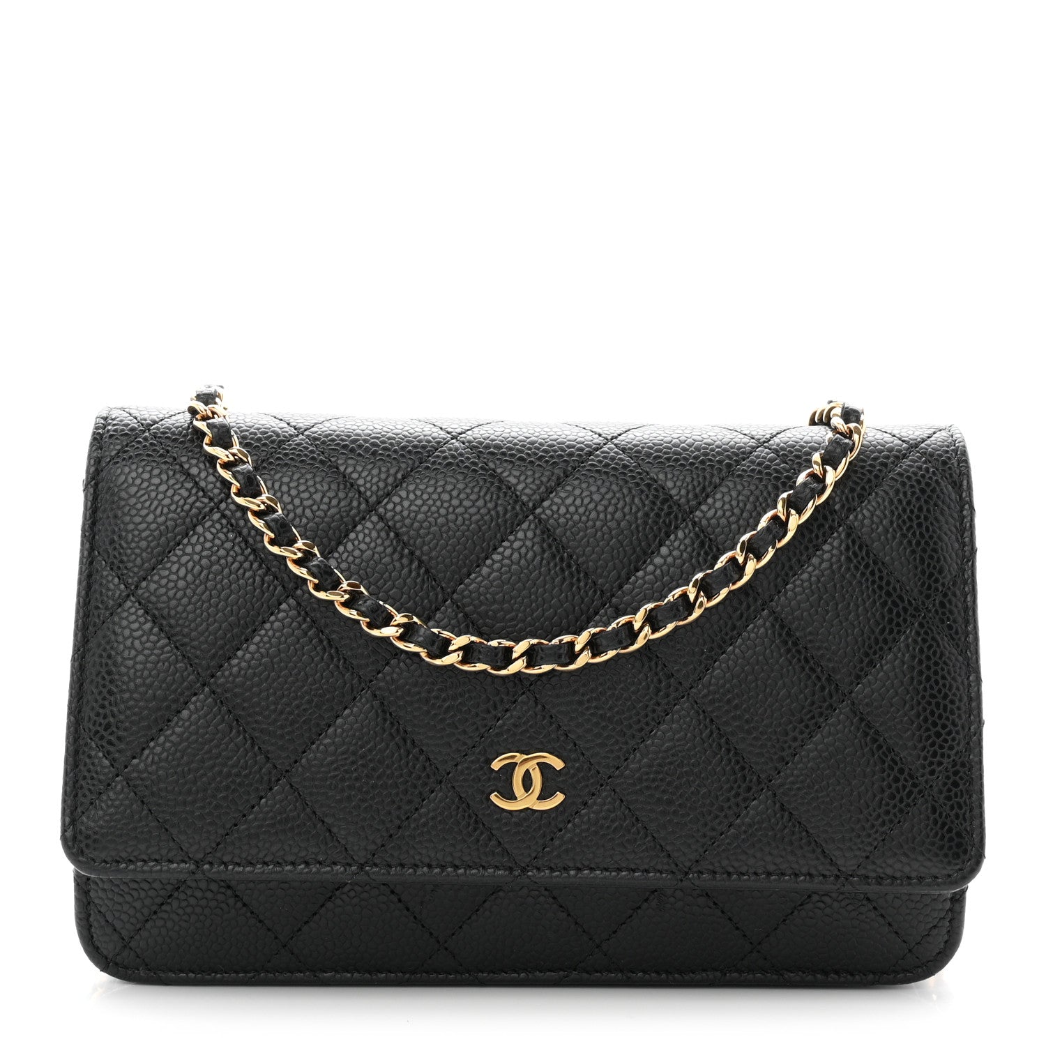 Caviar Quilted Wallet On Chain WOC Black