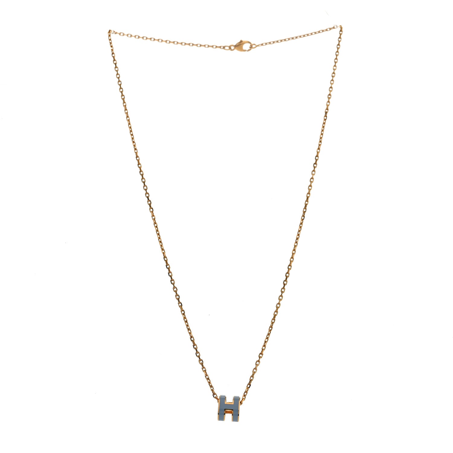 Lacquered Rose Gold Mini Pop H Pendant Necklace Bleu Zephyr