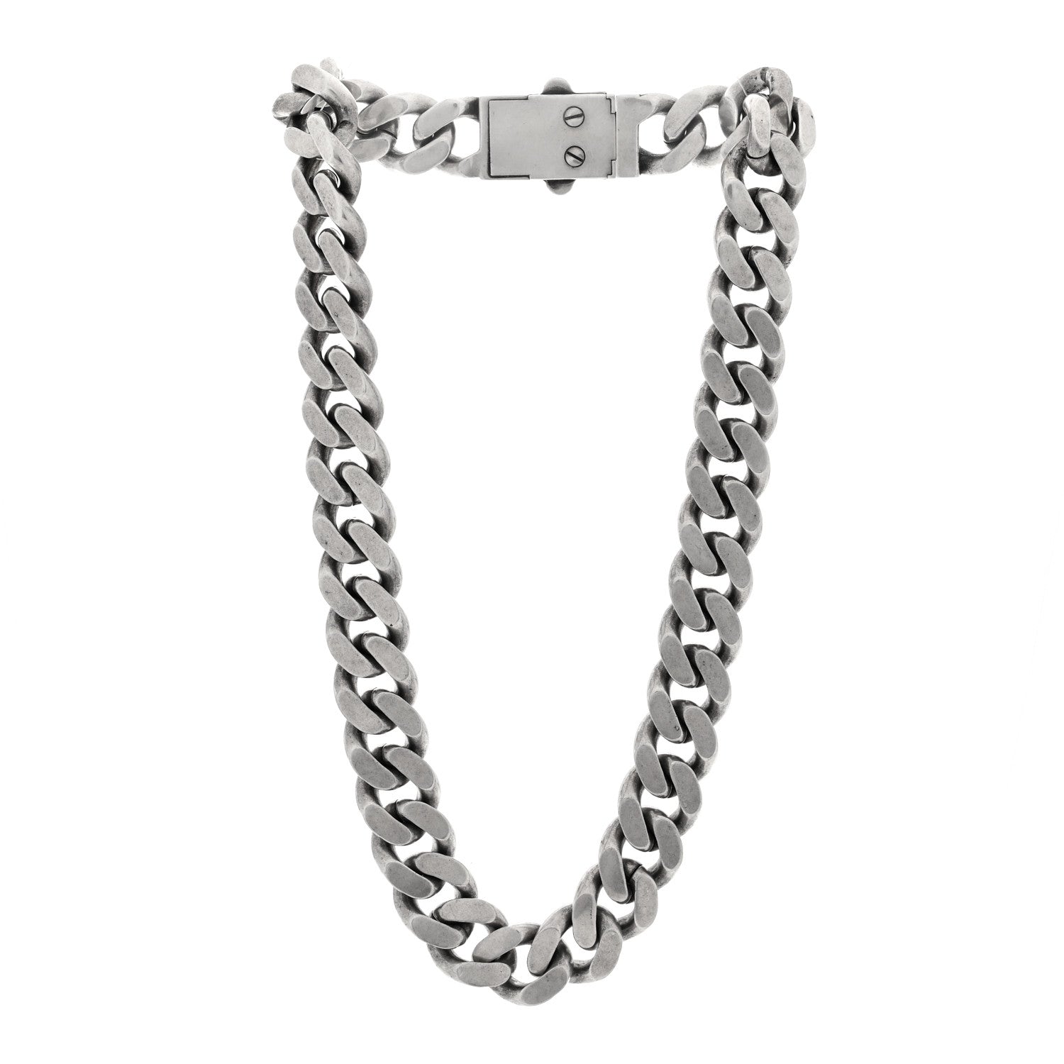 Metal Curb Chain Necklace Oxidized Silver