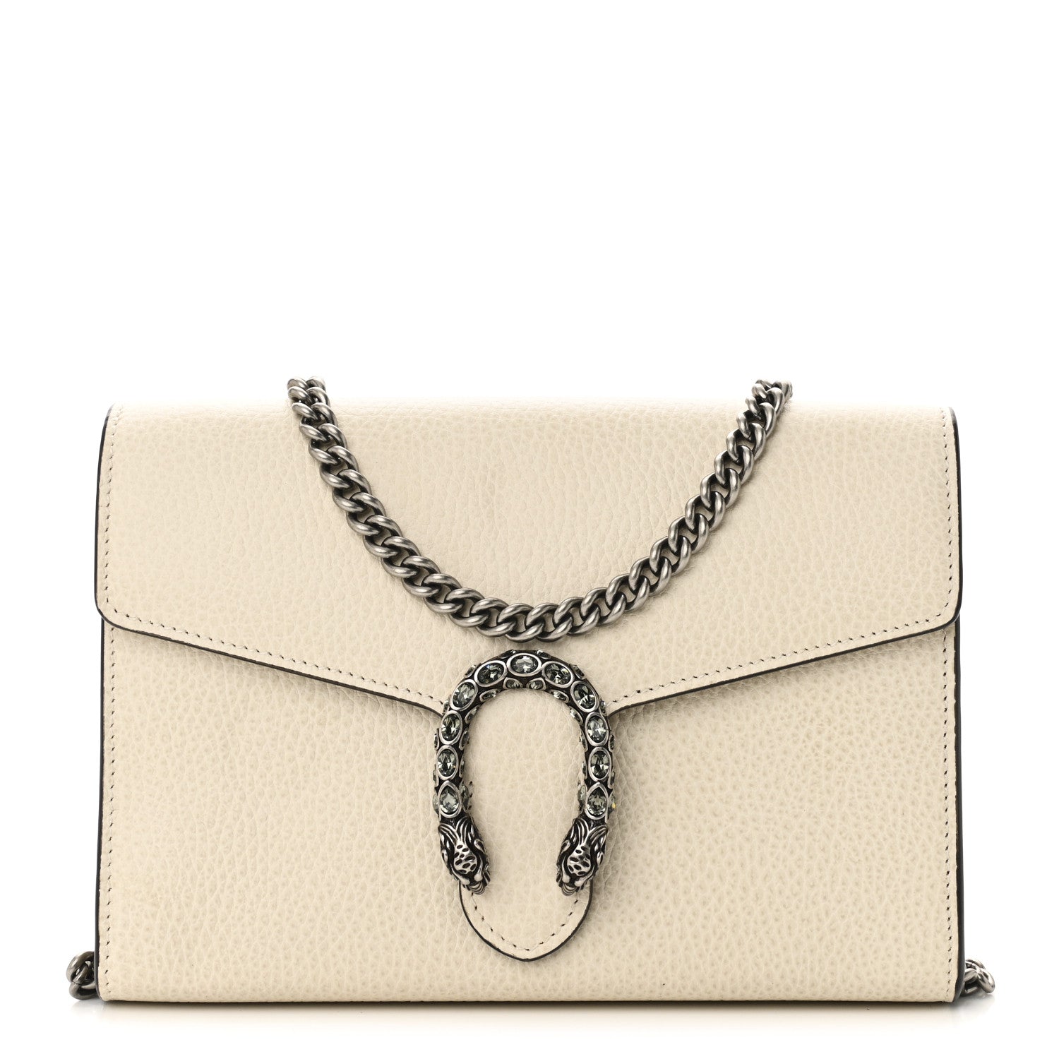 Dollar Calfskin Mini Dionysus Chain Wallet Mystic White