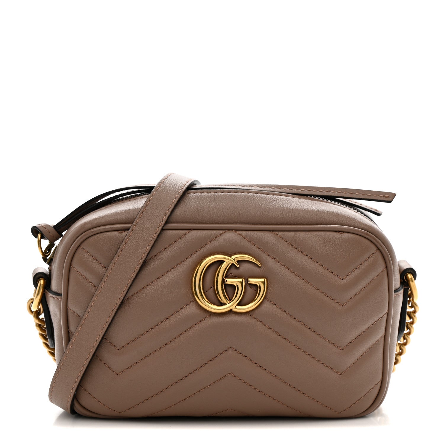 Calfskin Matelasse Mini GG Marmont Chain Shoulder Bag Porcelain Rose