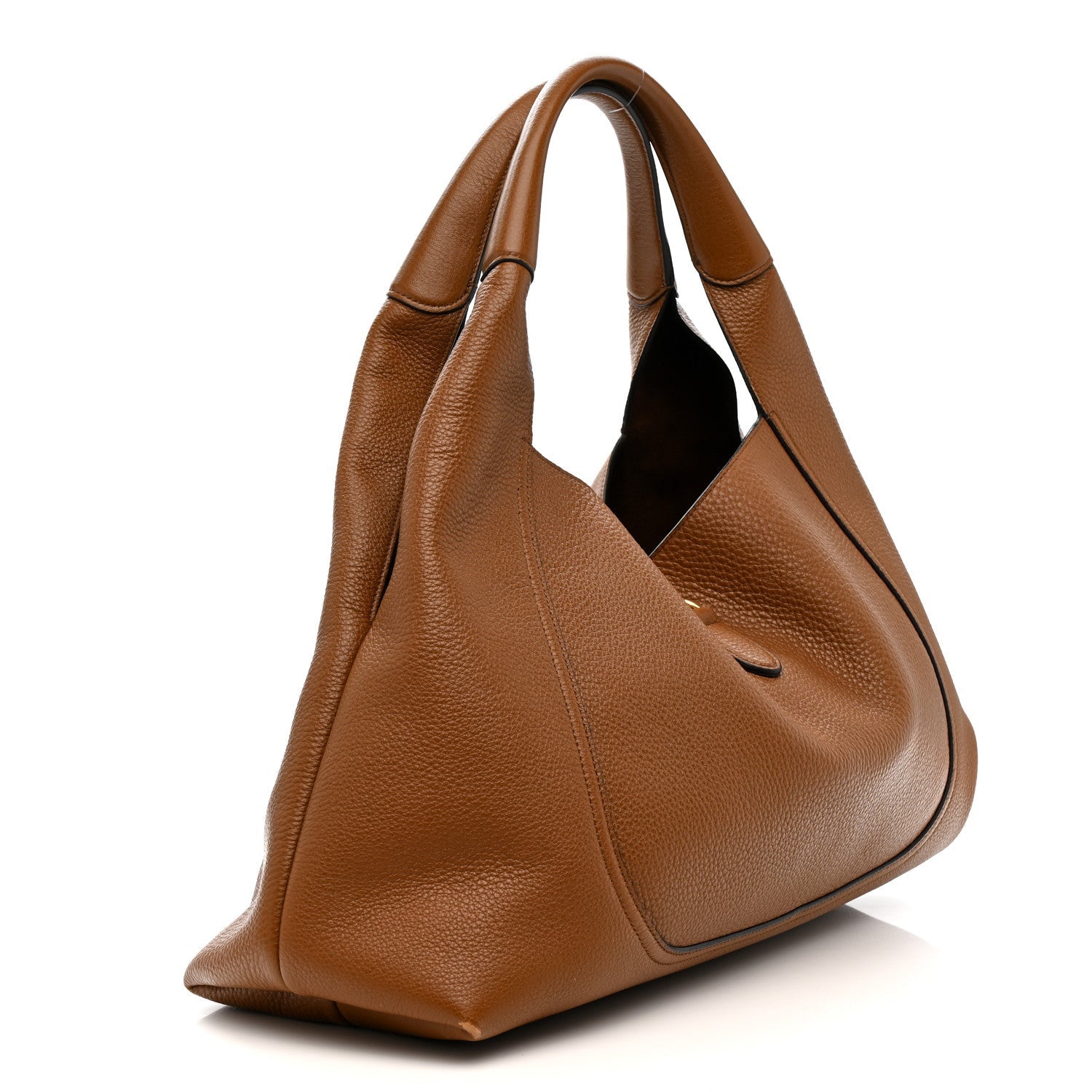 Grained Calfskin Softbit Maxi Shoulder Bag Brown