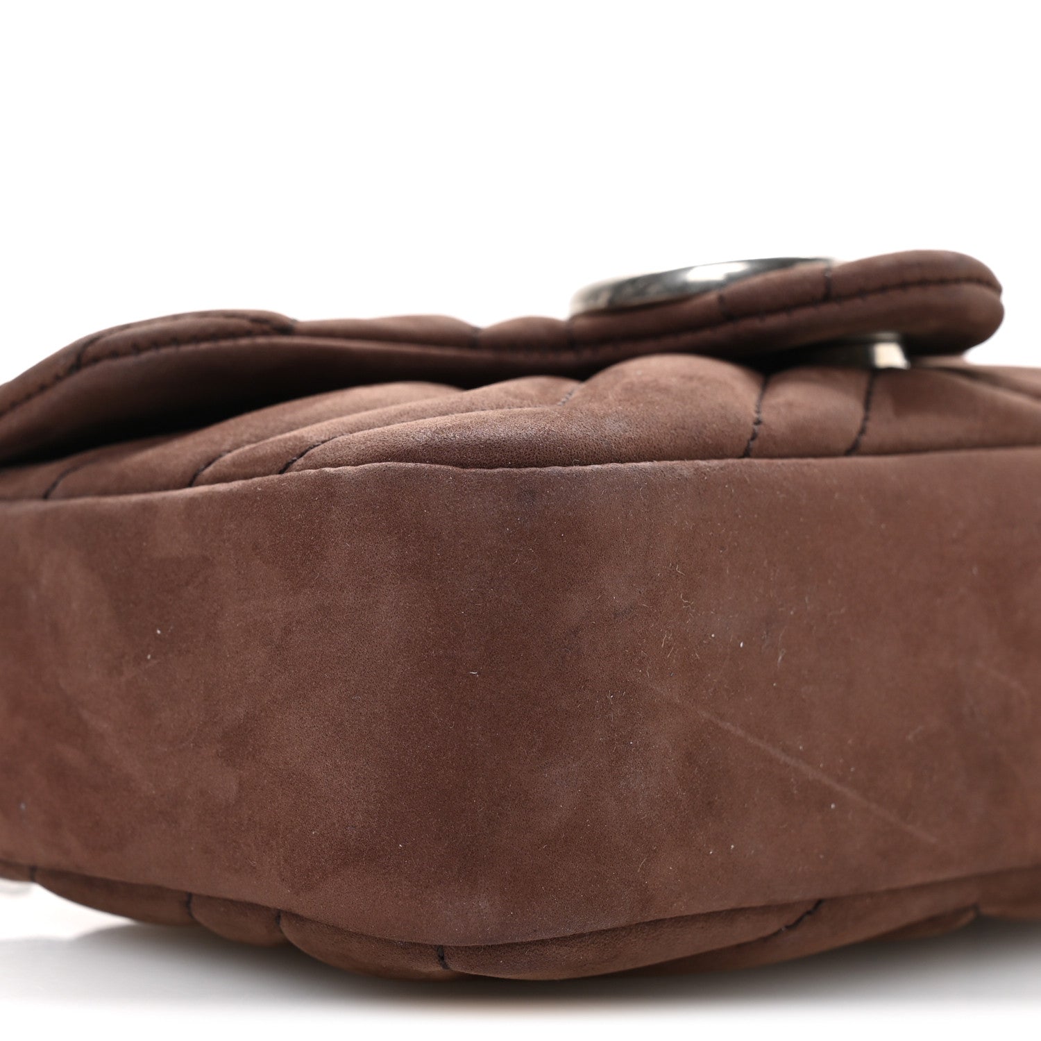Nubuck Matelasse Mini GG Marmont Shoulder Bag Dark Brown