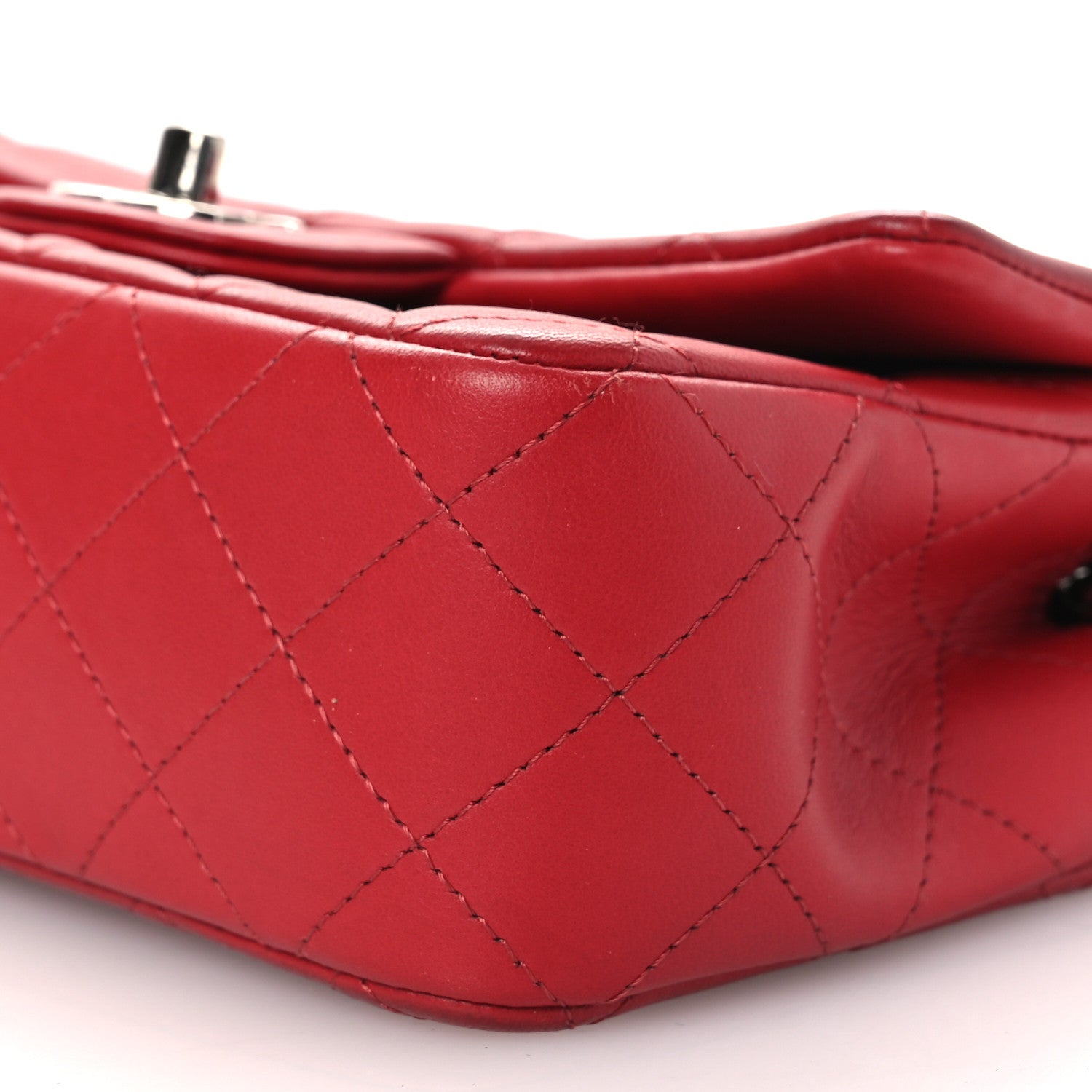 Lambskin Quilted Mini Rectangular Flap Red