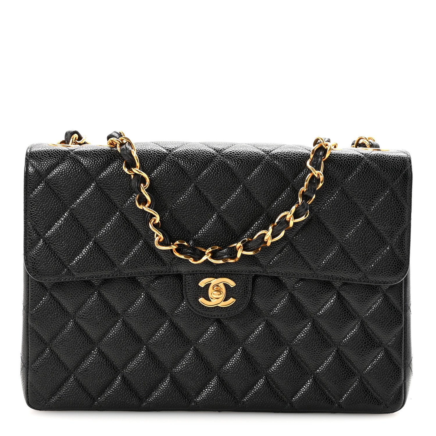 Caviar Jumbo Single Flap Black