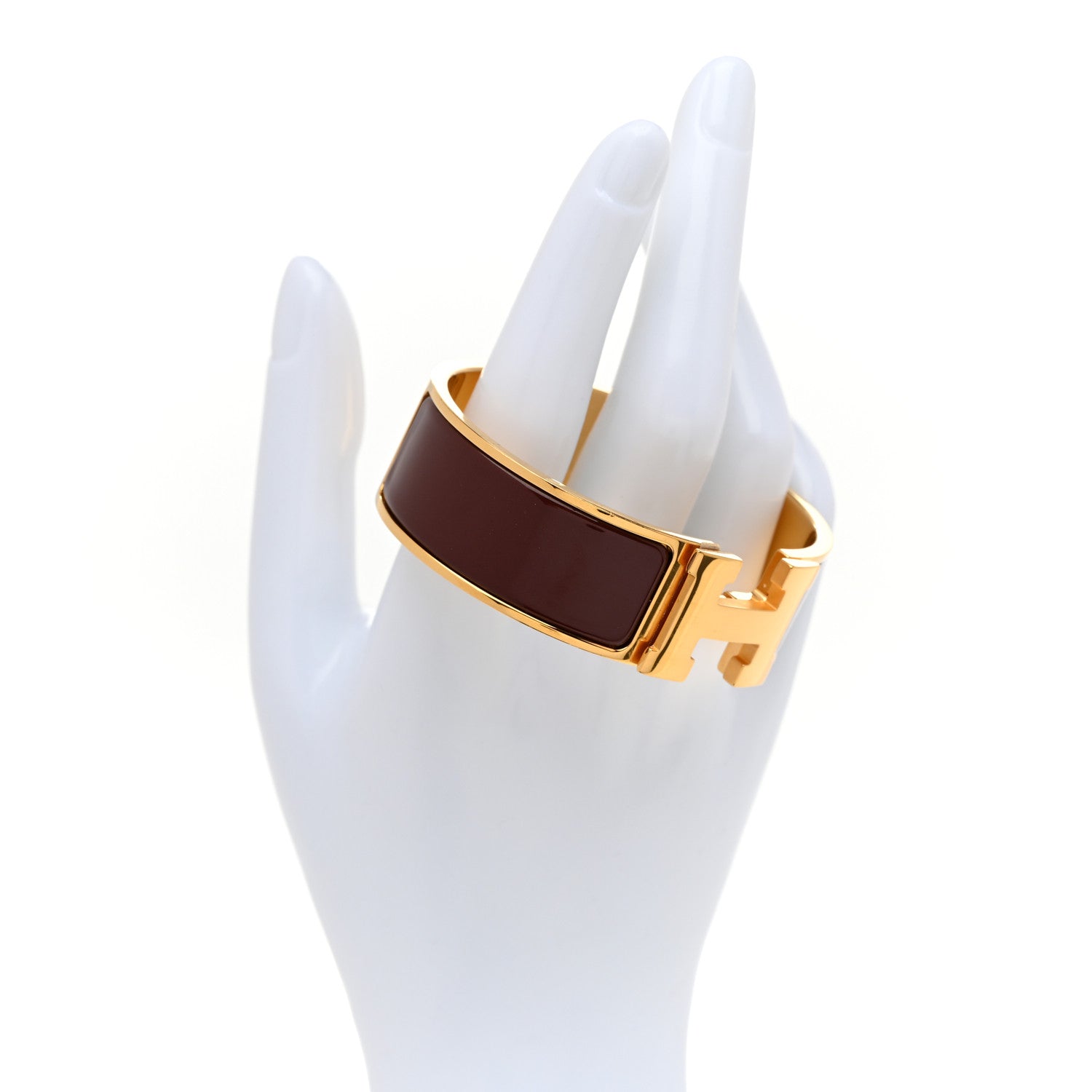 Enamel Wide Clic Clac H Bracelet GM Chocolate