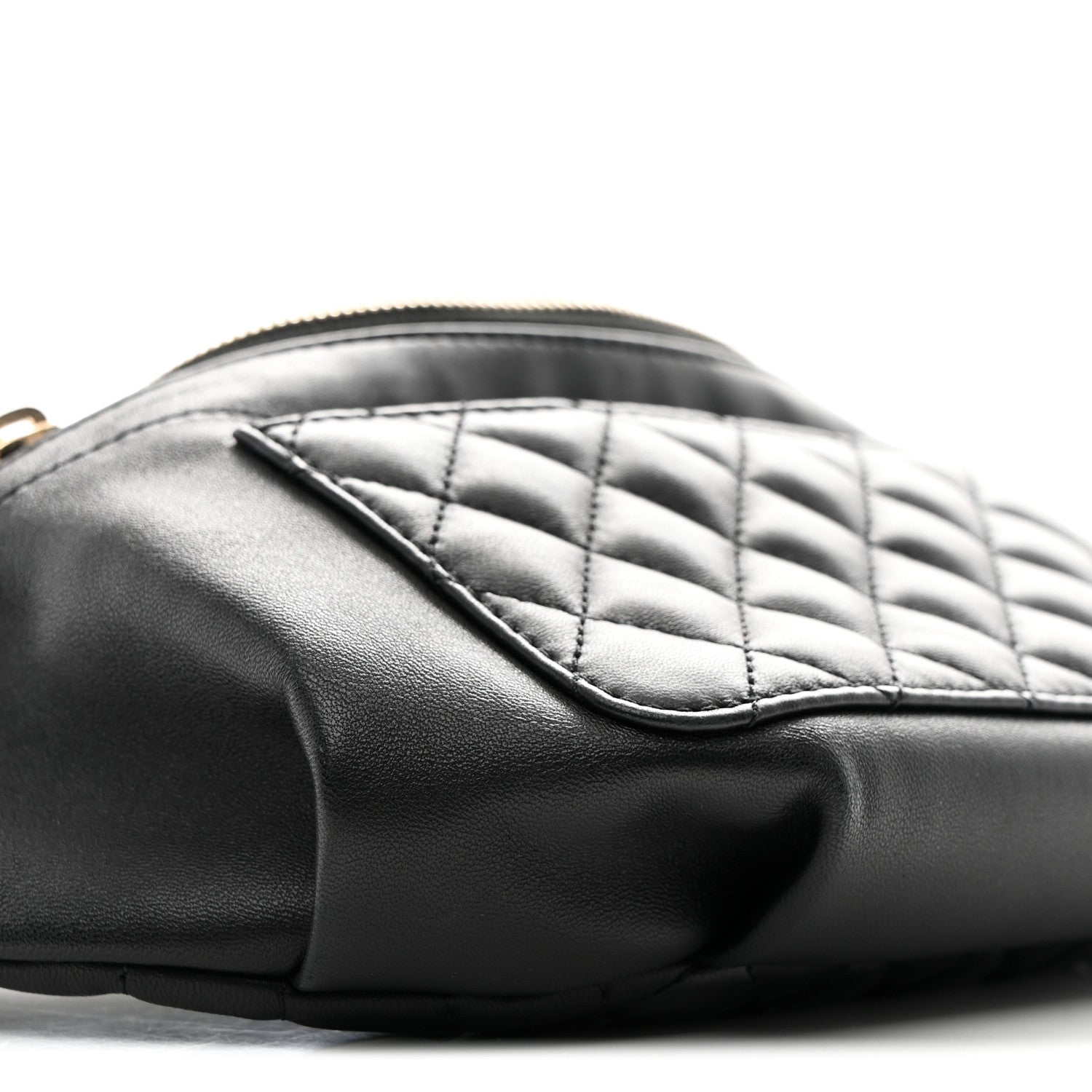 Lambskin Quilted Waist Bag Fanny Pack Black
