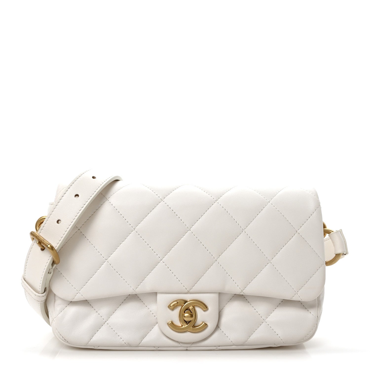Lambskin Quilted Flap White