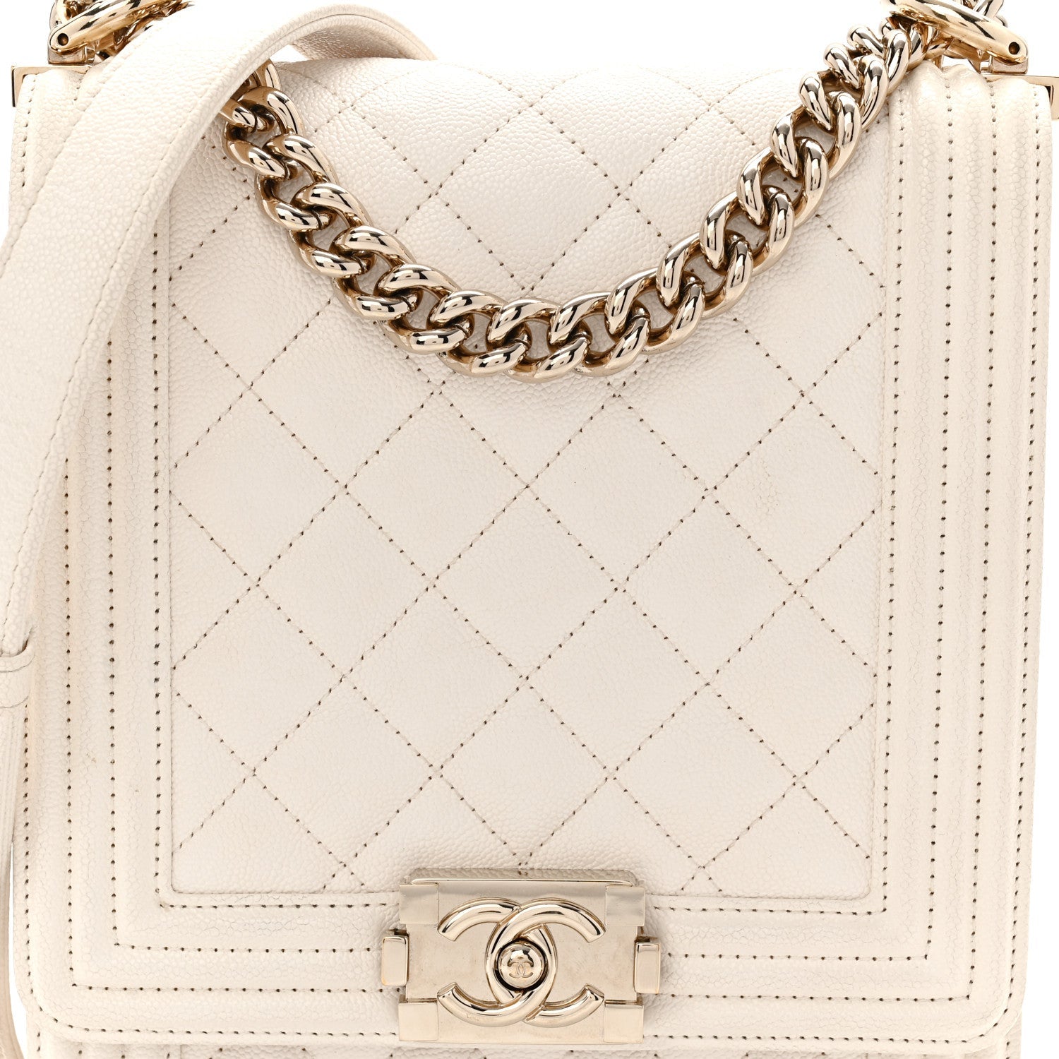 Caviar Quilted North South Boy Flap White