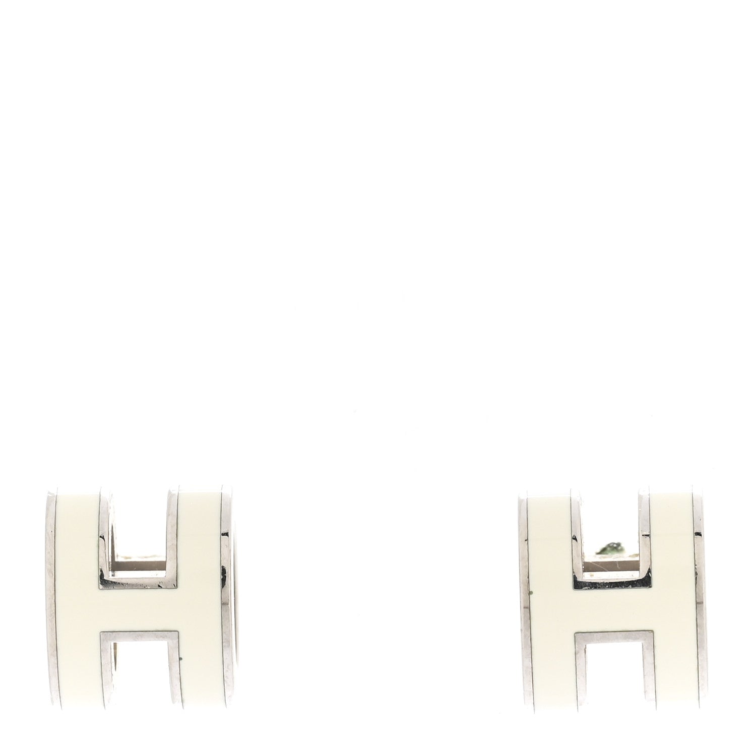 Palladium Lacquered Mini Pop H Earrings White