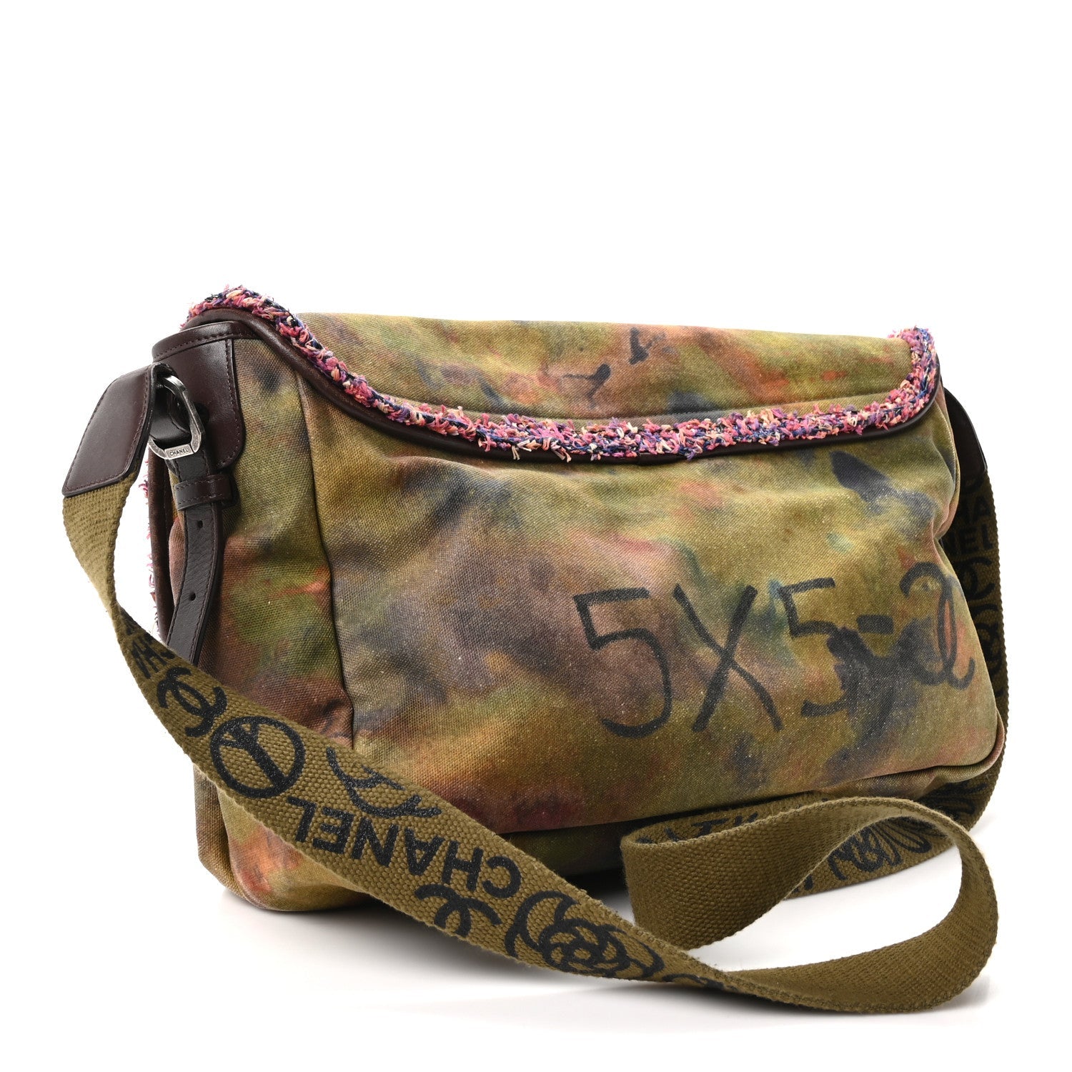 Washed Toile Large Graffiti On The Pavements Messenger Khaki Multicolor