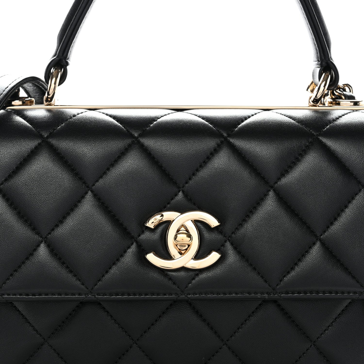 Lambskin Quilted Small Trendy CC Dual Handle Flap Bag Black