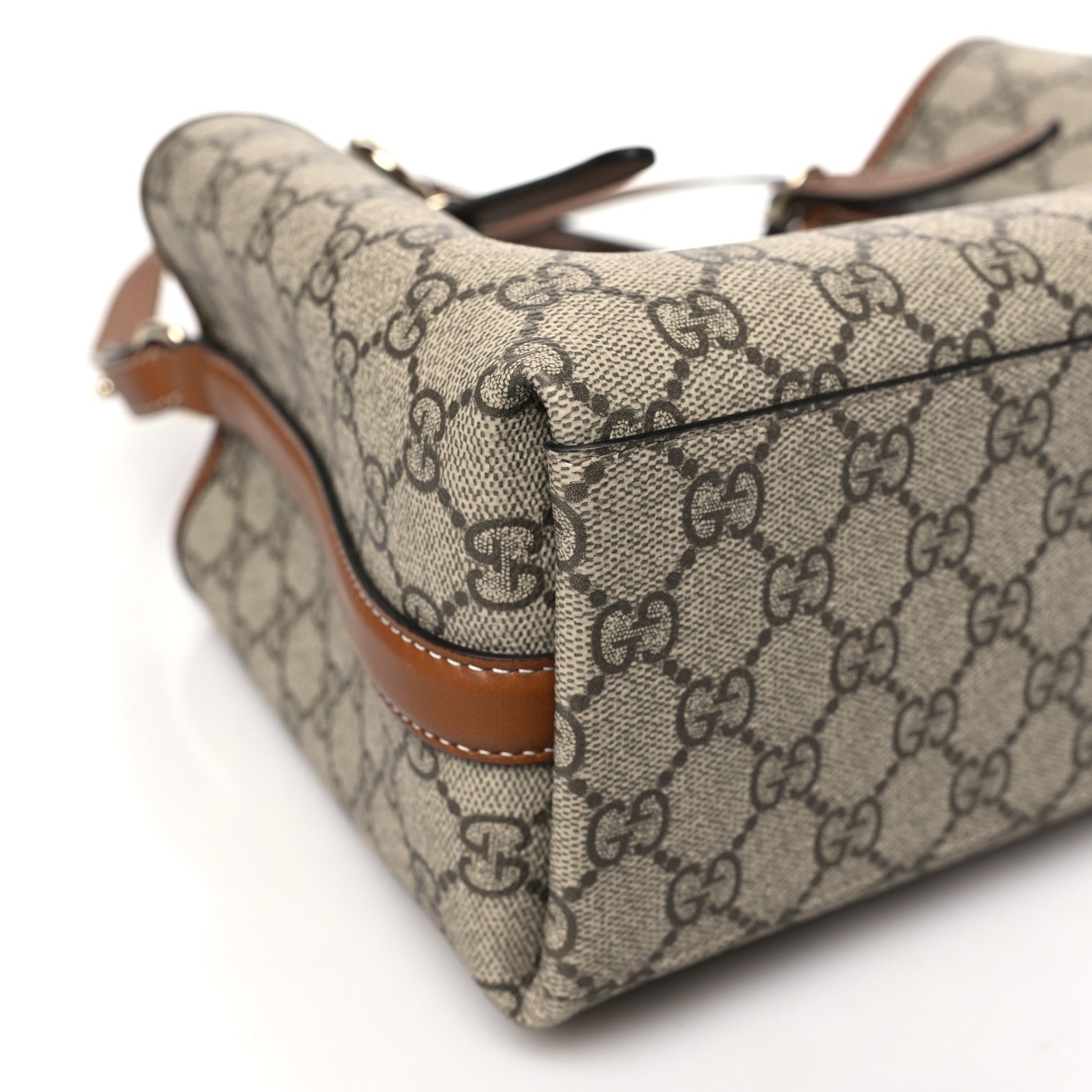 GG Supreme Monogram Emblem Medium Tote Bag Beige Dark Brown