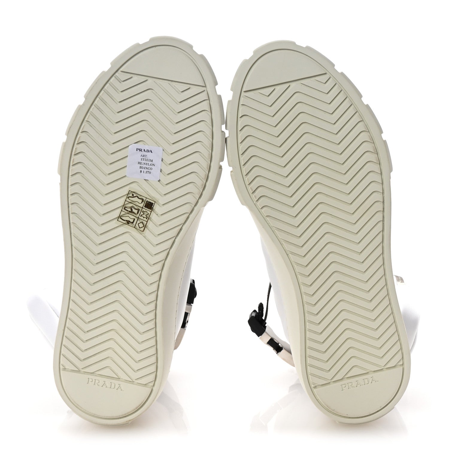 Re-Nylon Gabardine Metal Triangle Logo Wheel Pouch Pocket High Top Sneakers 36 White