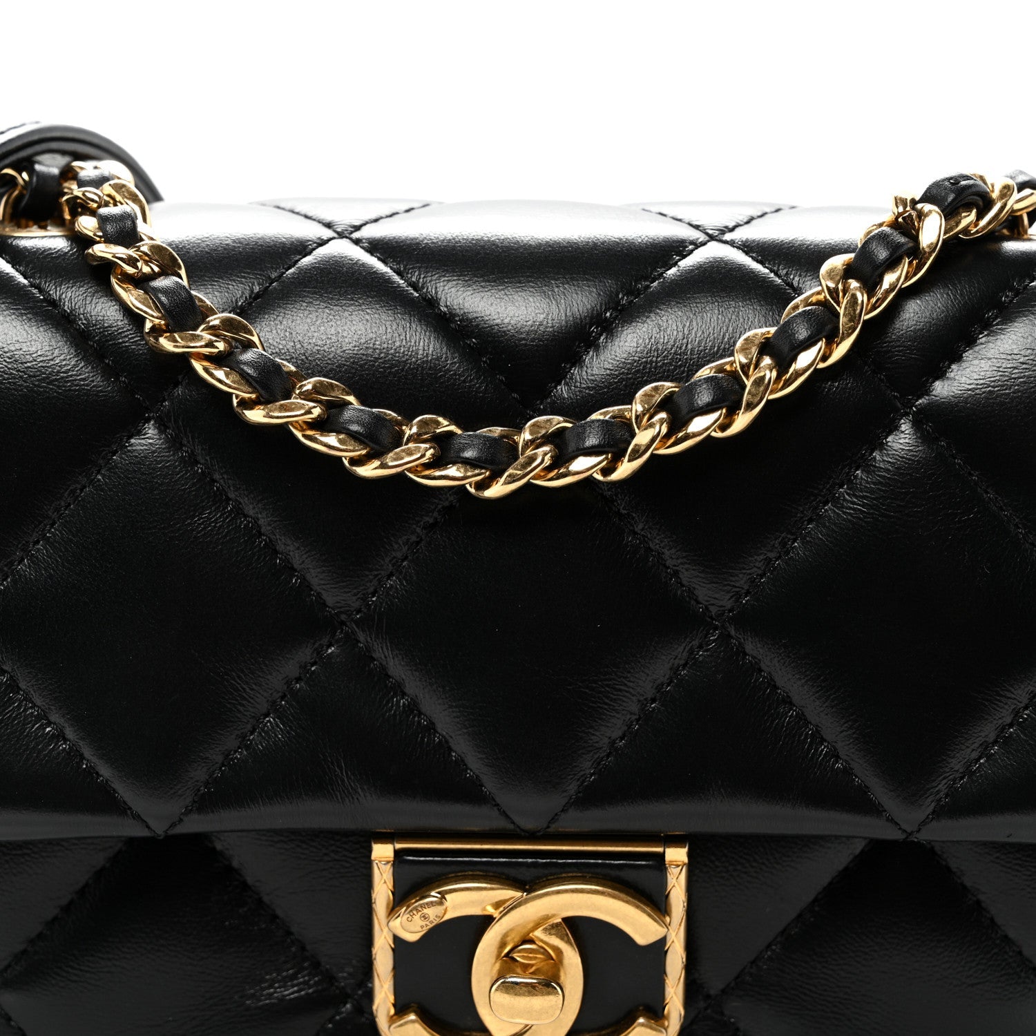Lambskin Quilted Mini Flap Black