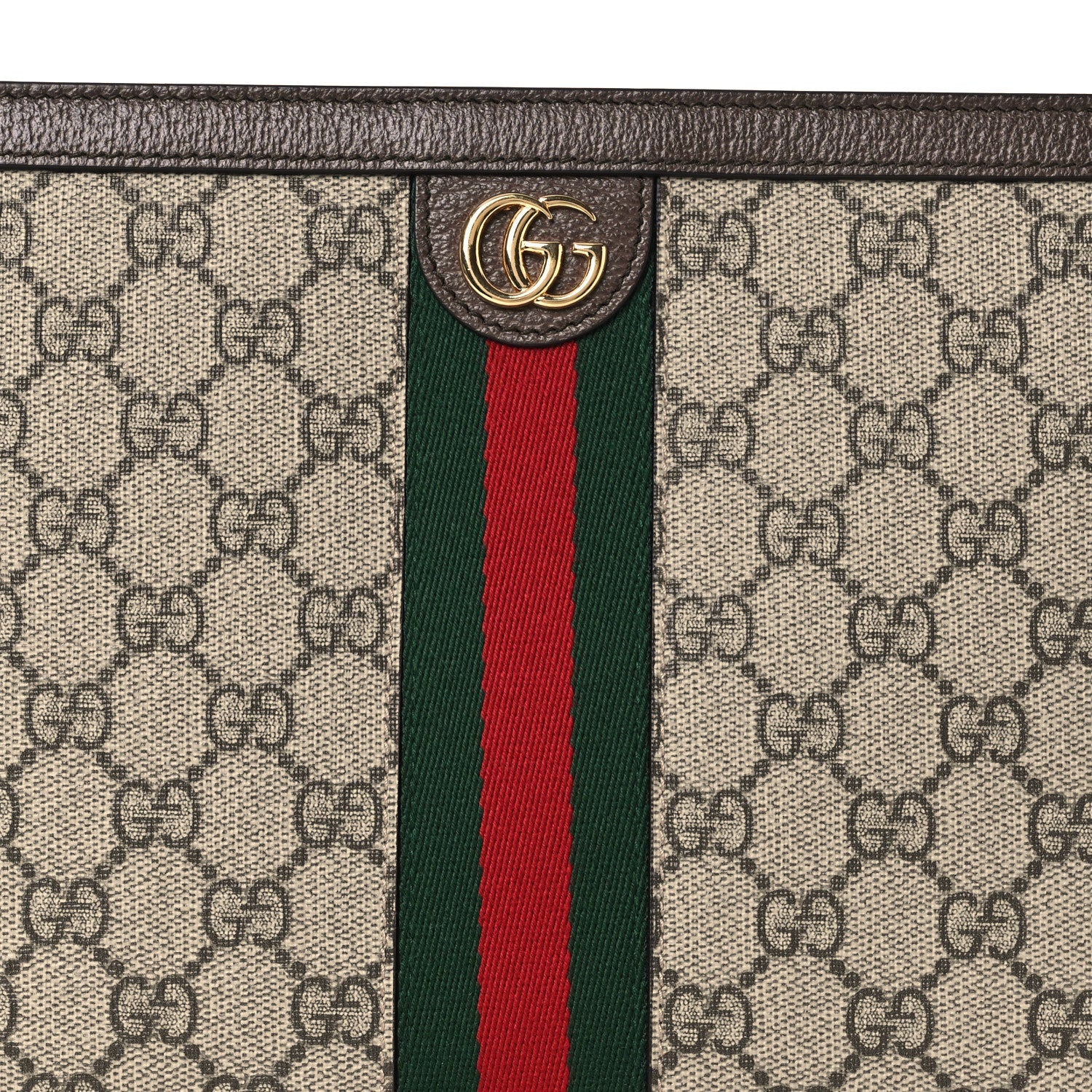 GG Supreme Monogram Web Ophidia Pouch Brown