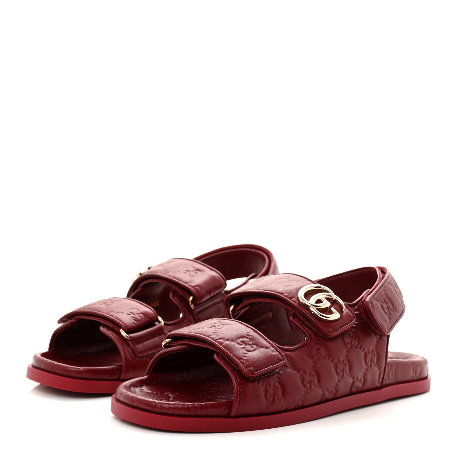 Guccissima GG Embossed Womens Sandals 39.5 Rosso Ancora
