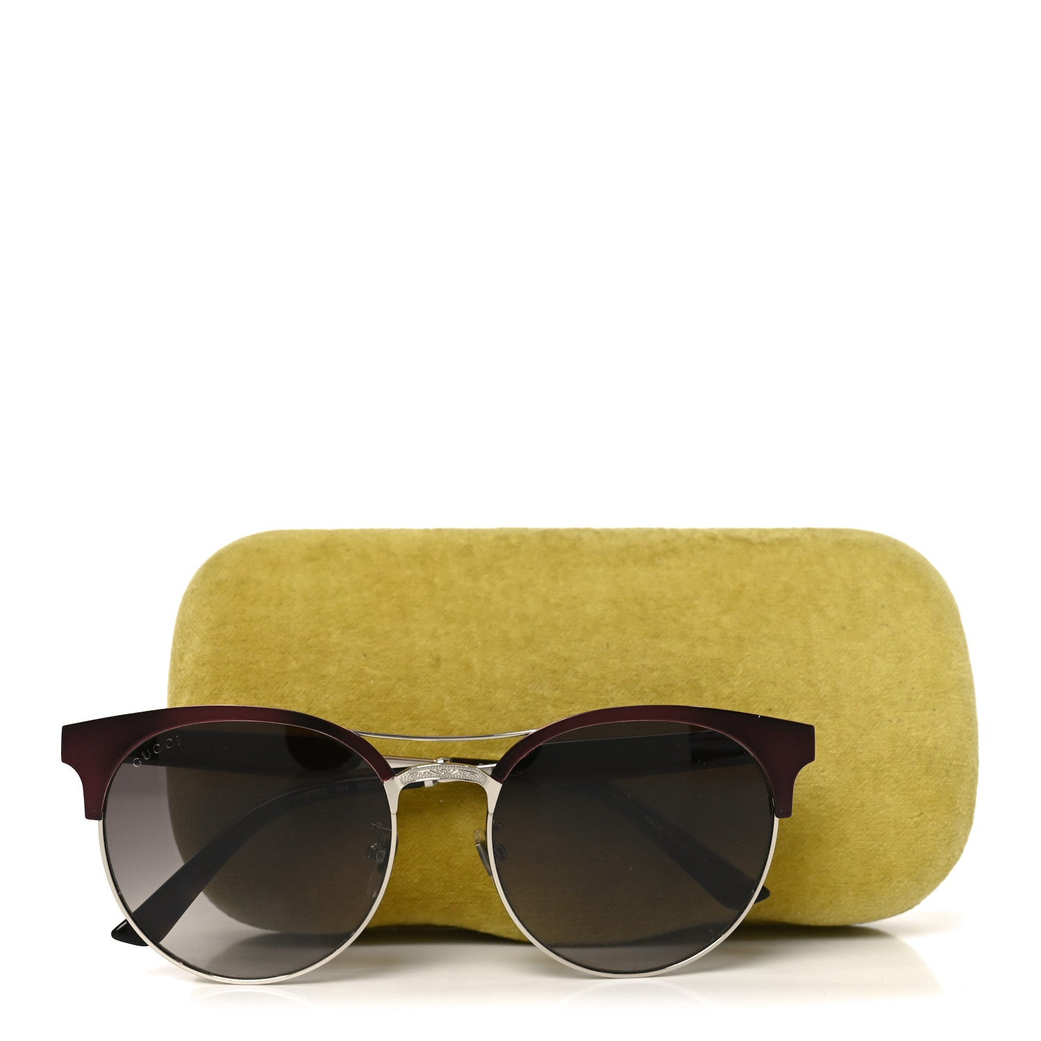 Round Metal GG0075SK Sunglasses Red Gold