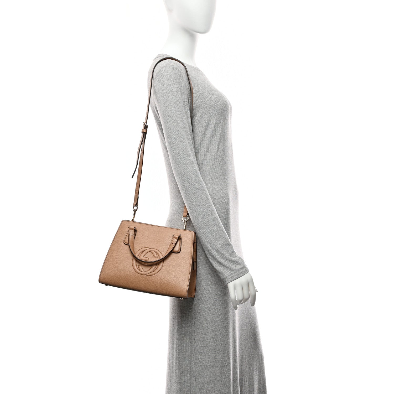 Dollar Calfskin Medium Soho Top Handle Satchel Camelia